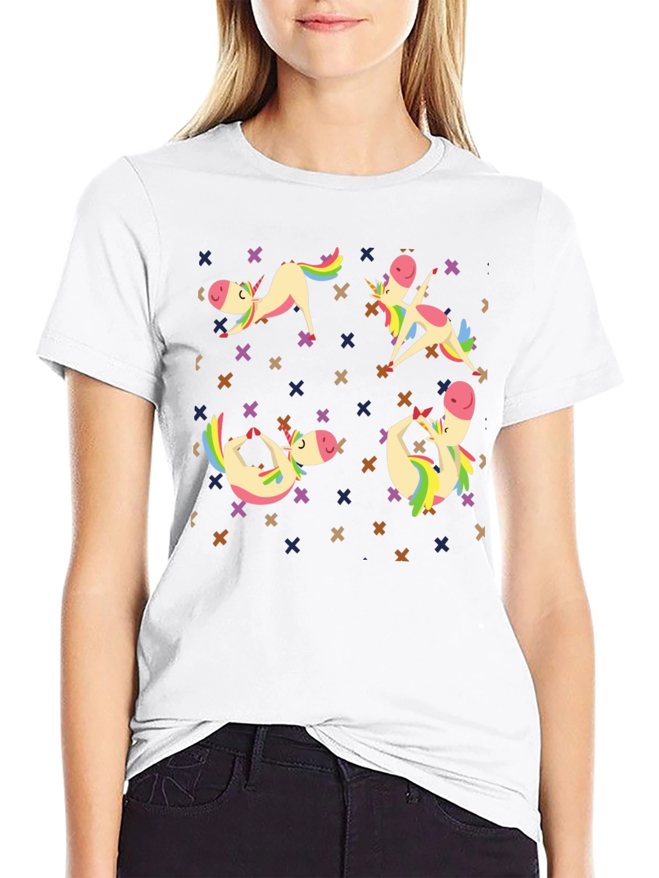 Unicorn Yoga Black Graphic Tee