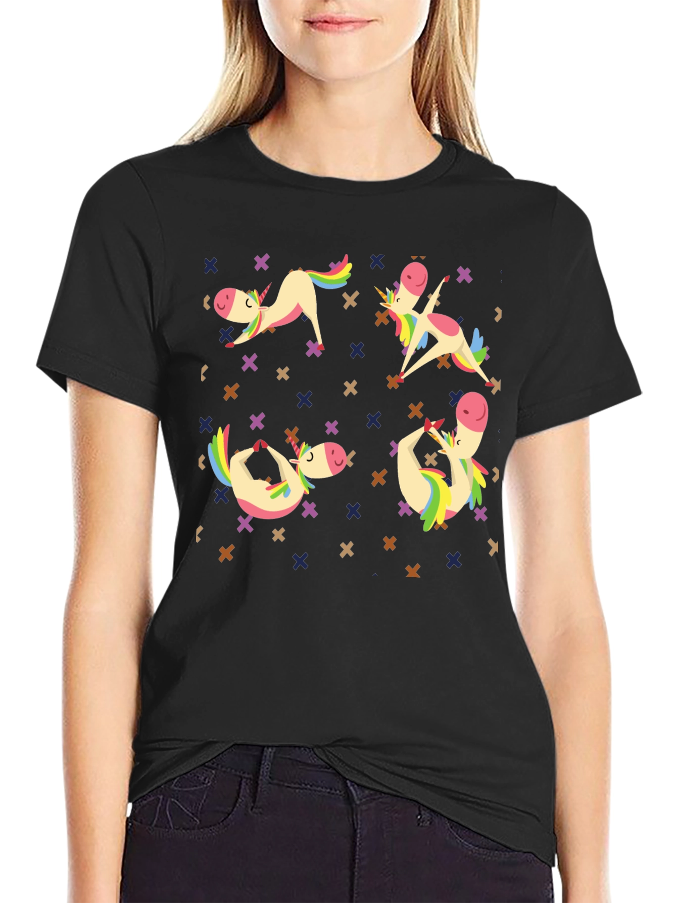 Unicorn Yoga Black Graphic Tee