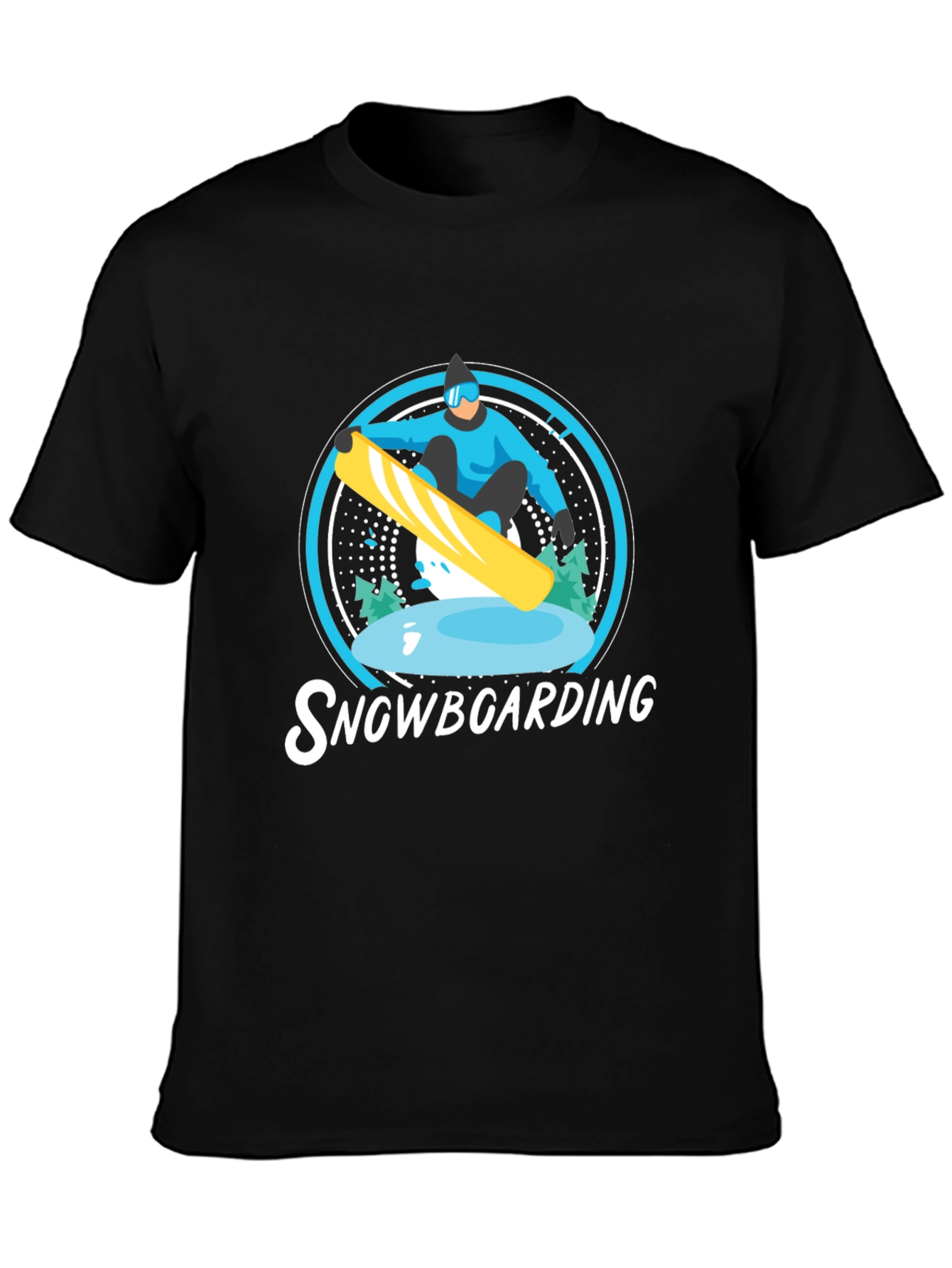 Snowboarding Graphic Tee - Black Cotton Blend