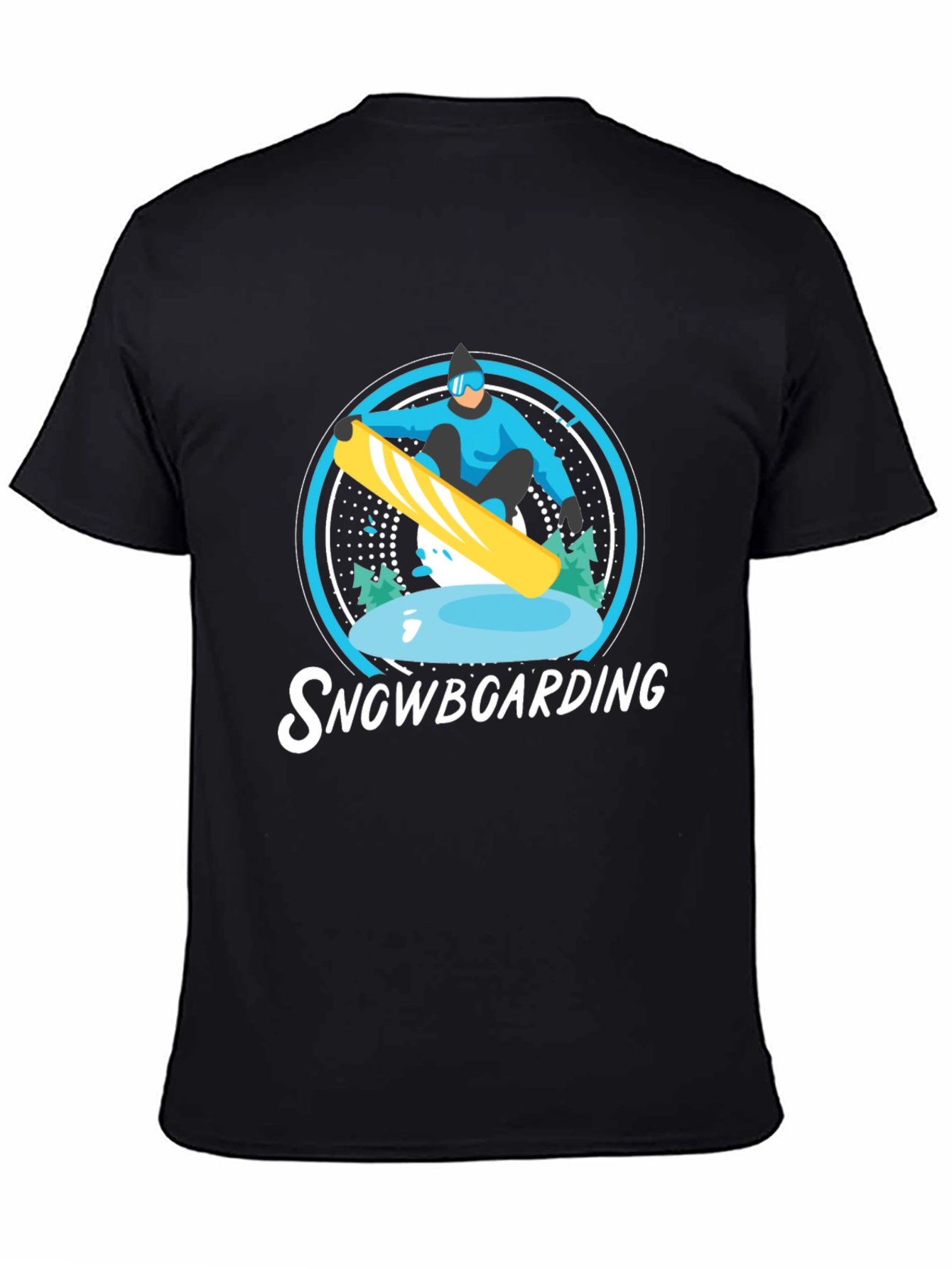 Snowboarding Graphic Tee - Black Cotton Blend