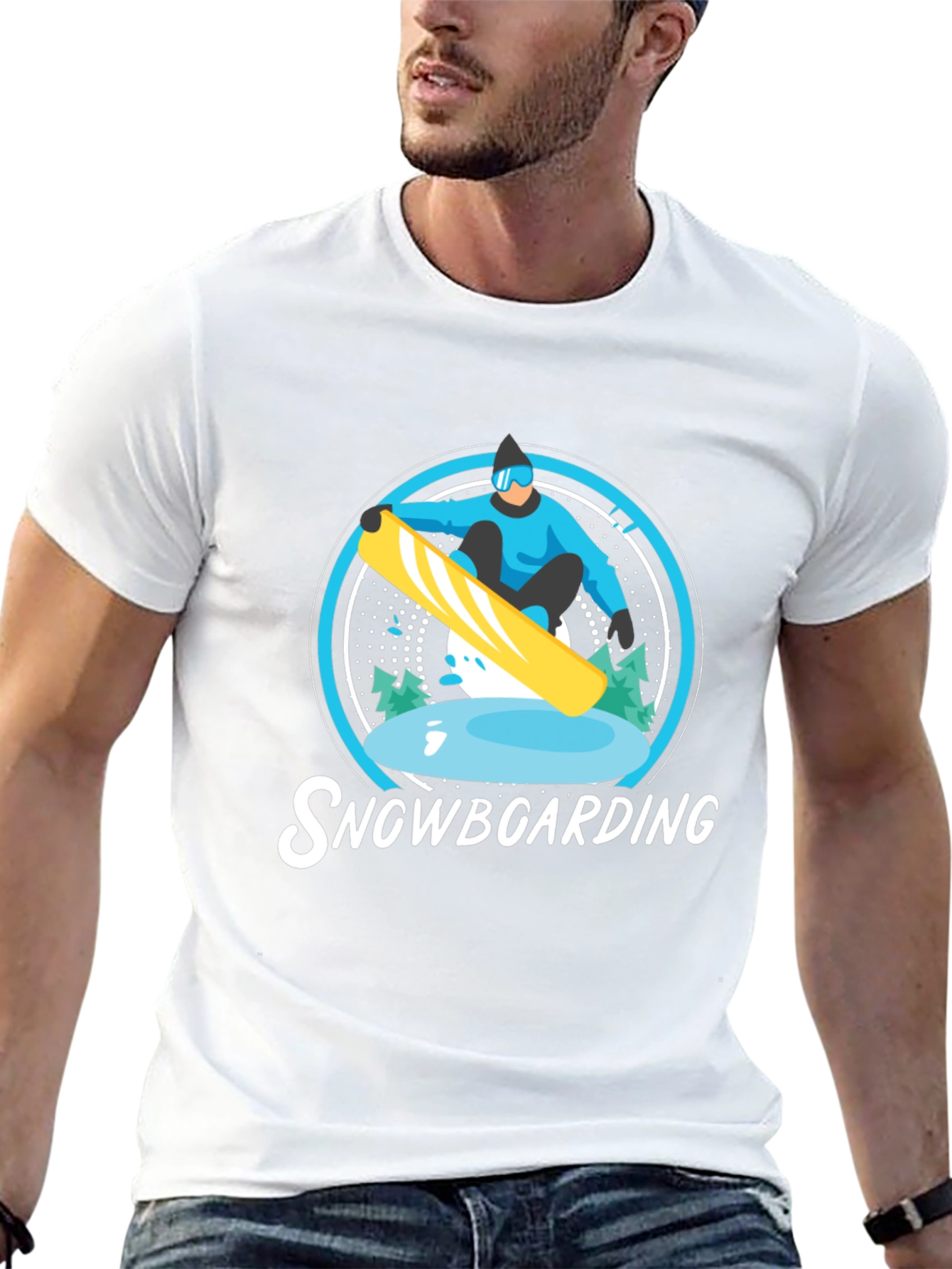 Snowboarding Graphic Tee - Black Cotton Blend