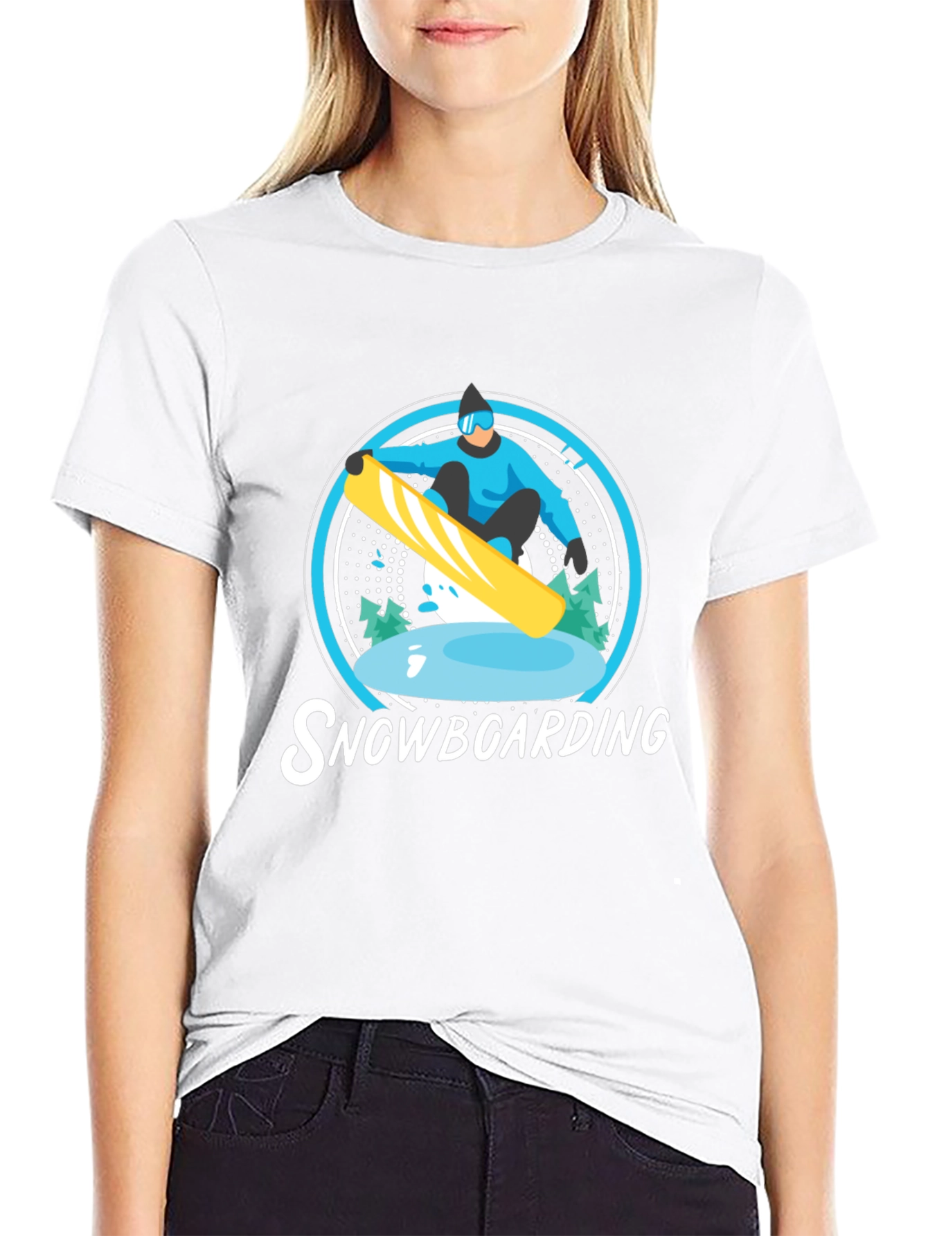 Snowboarding Graphic Tee - Black Cotton Blend