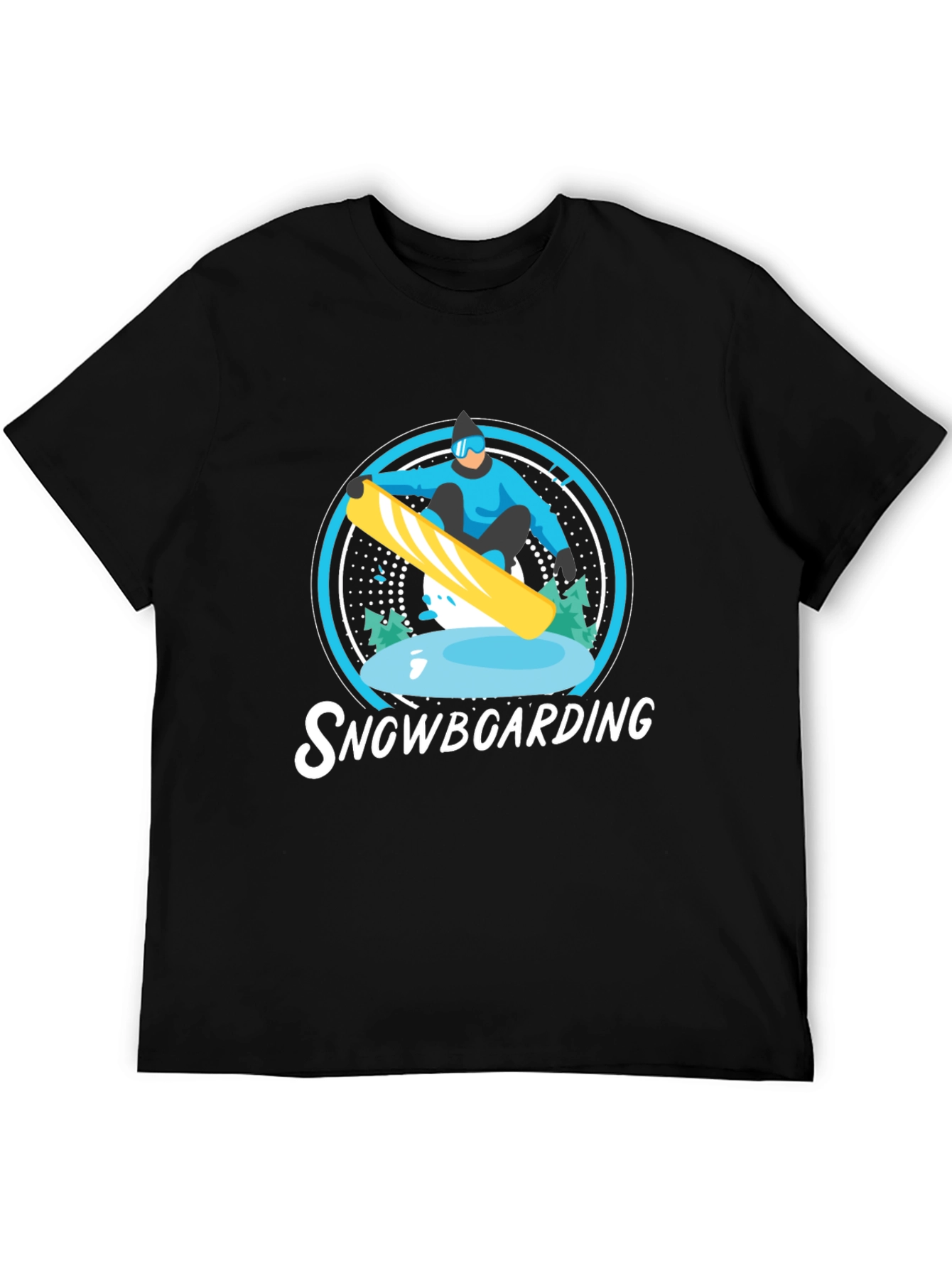 Snowboarding Graphic Tee - Black Cotton Blend
