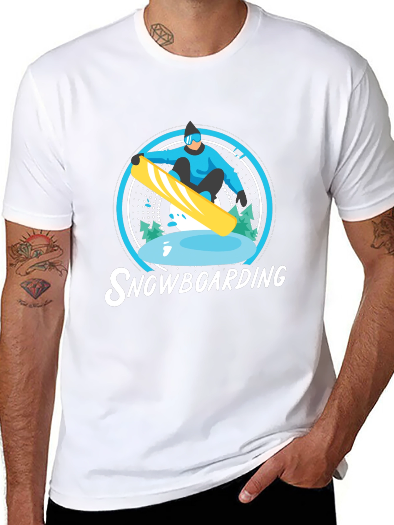 Snowboarding Graphic Tee - Black Cotton Blend