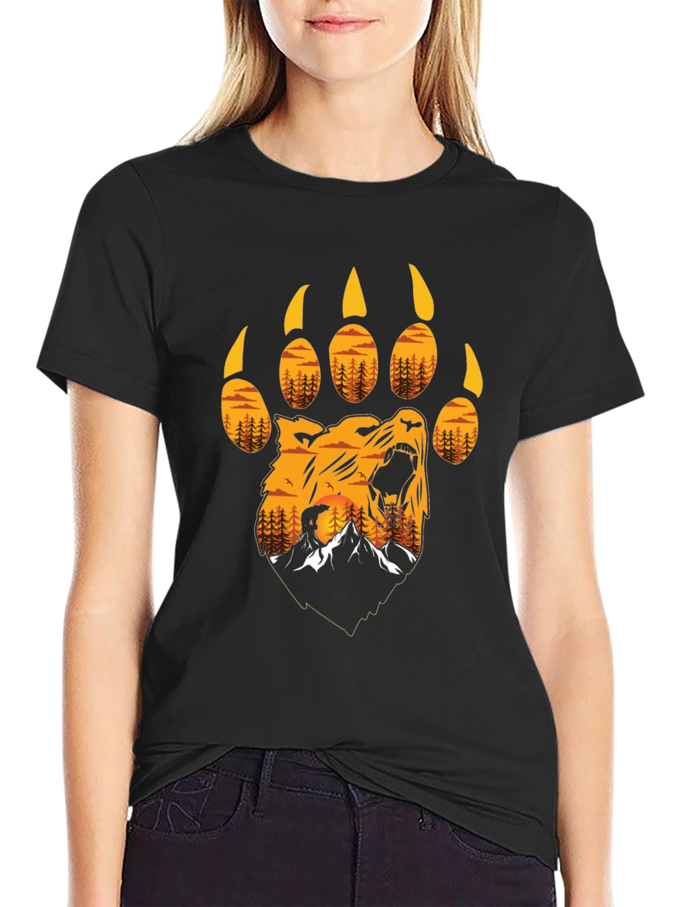 Bear Paw Print T-Shirt - Nature Design