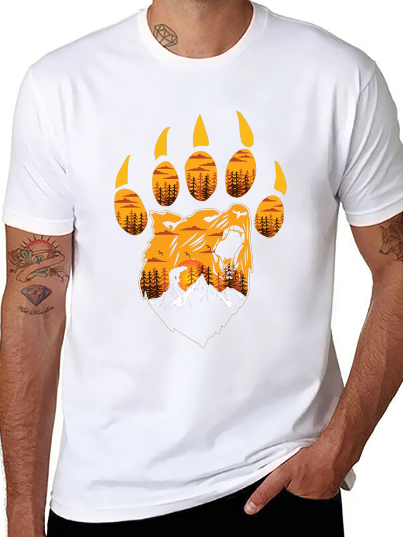 Bear Paw Print T-Shirt - Nature Design