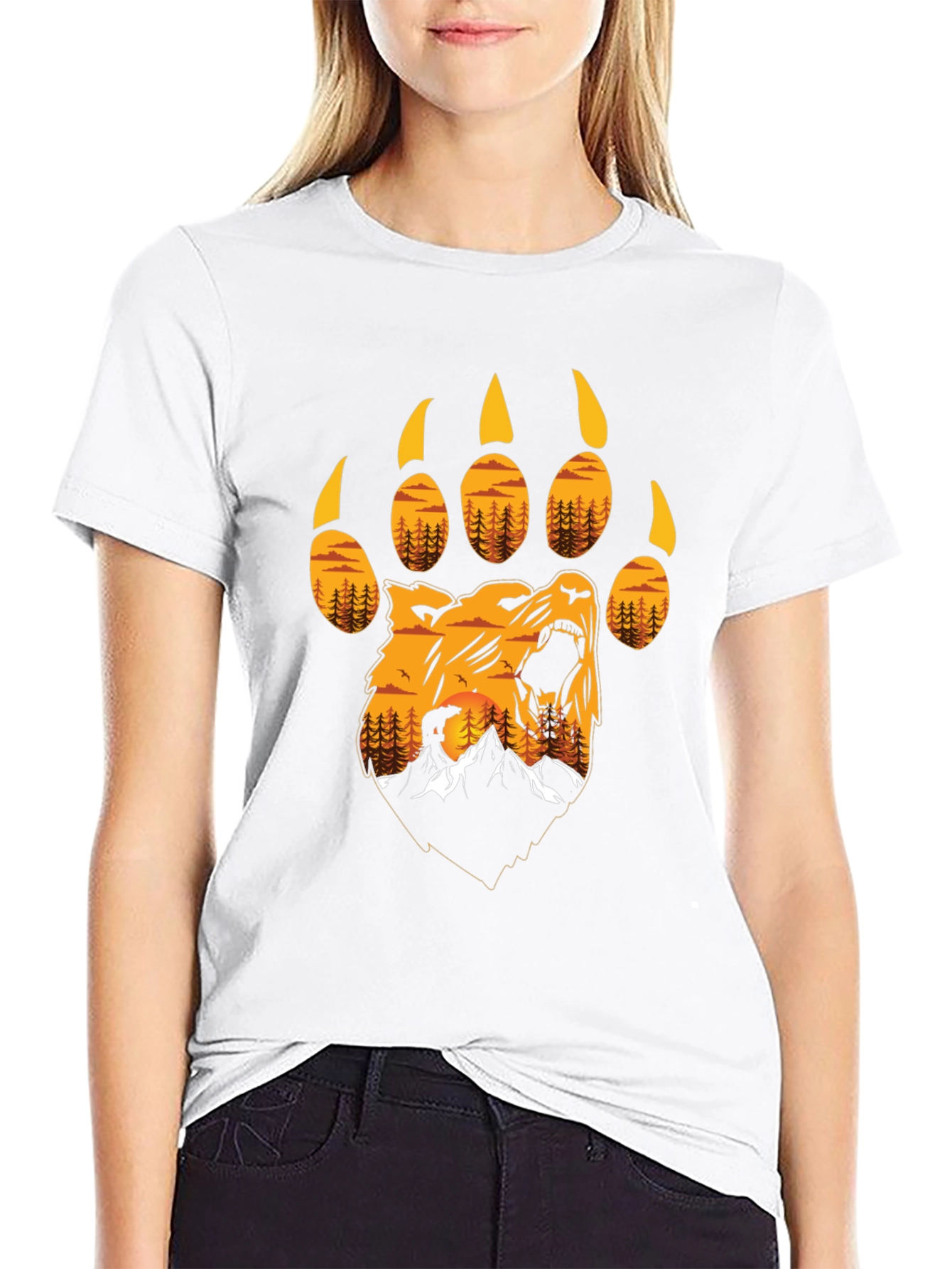 Bear Paw Print T-Shirt - Nature Design