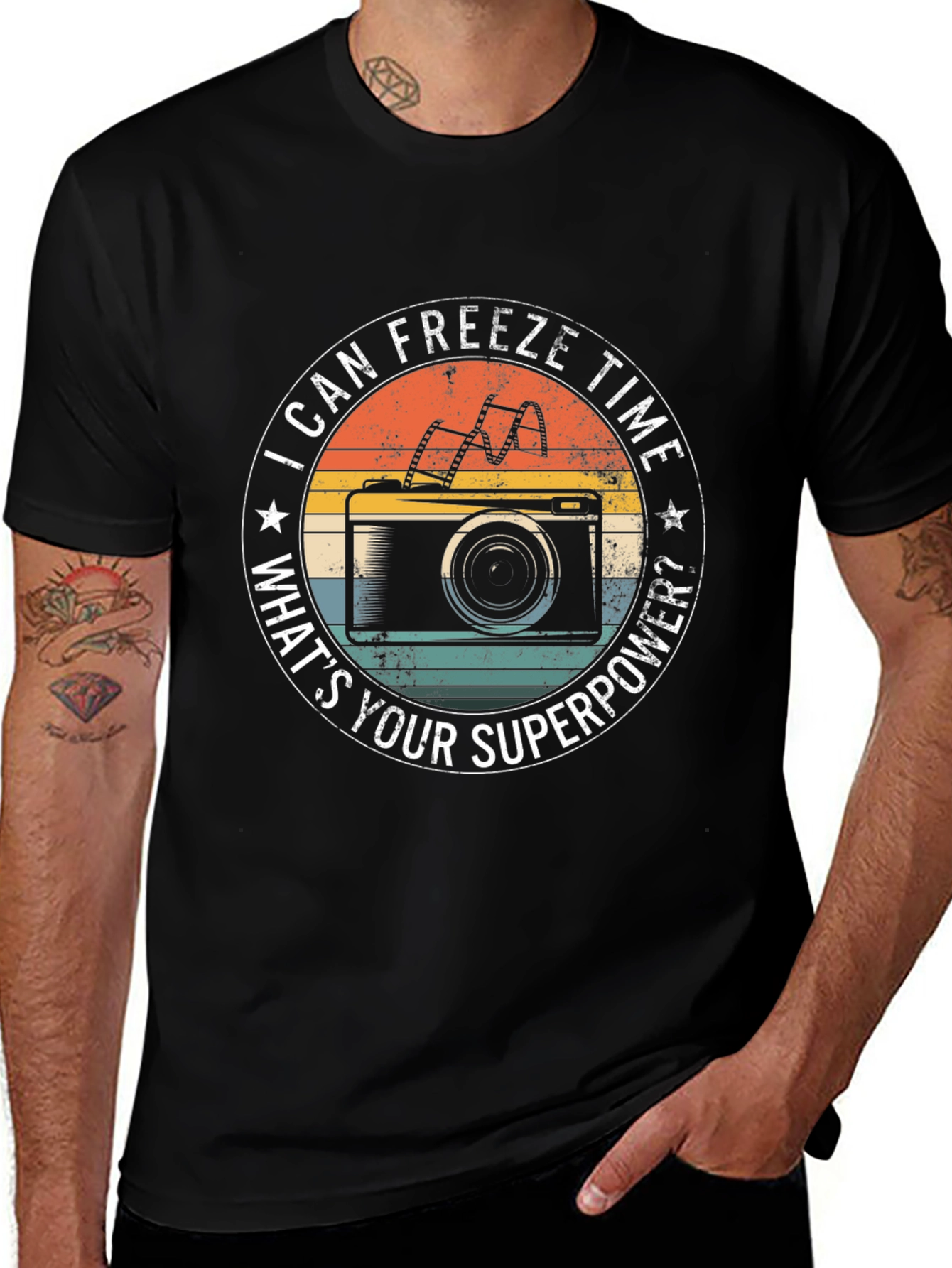 Freeze Time Photographer T-Shirt Camera Superpower Tee