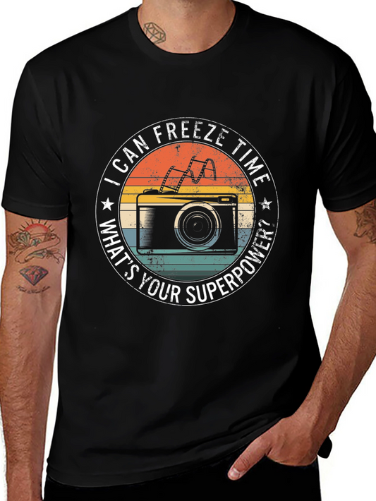 Freeze Time Photographer T-Shirt Camera Superpower Tee