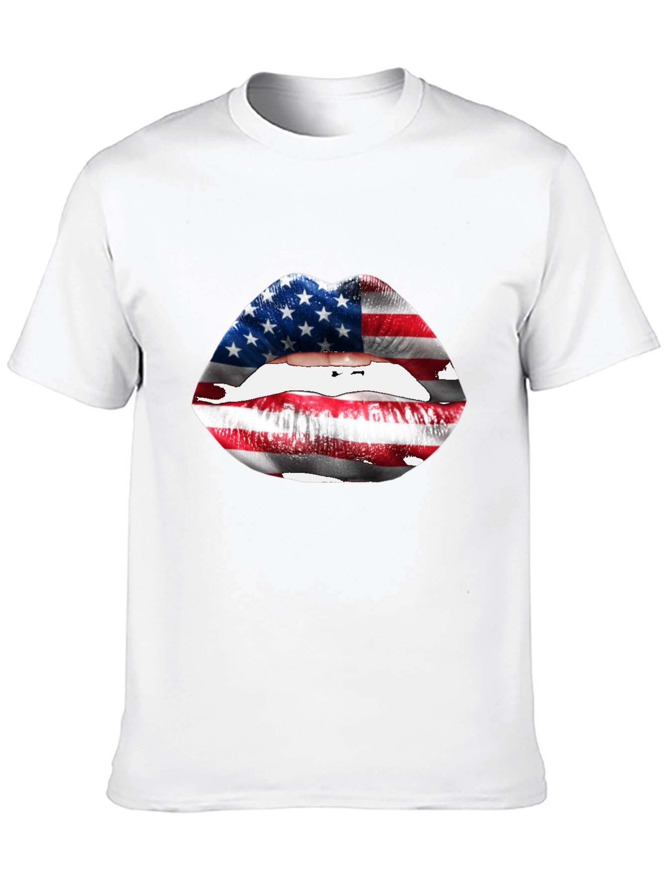 USA Flag Lips T-Shirt - Patriotic Graphic Tee