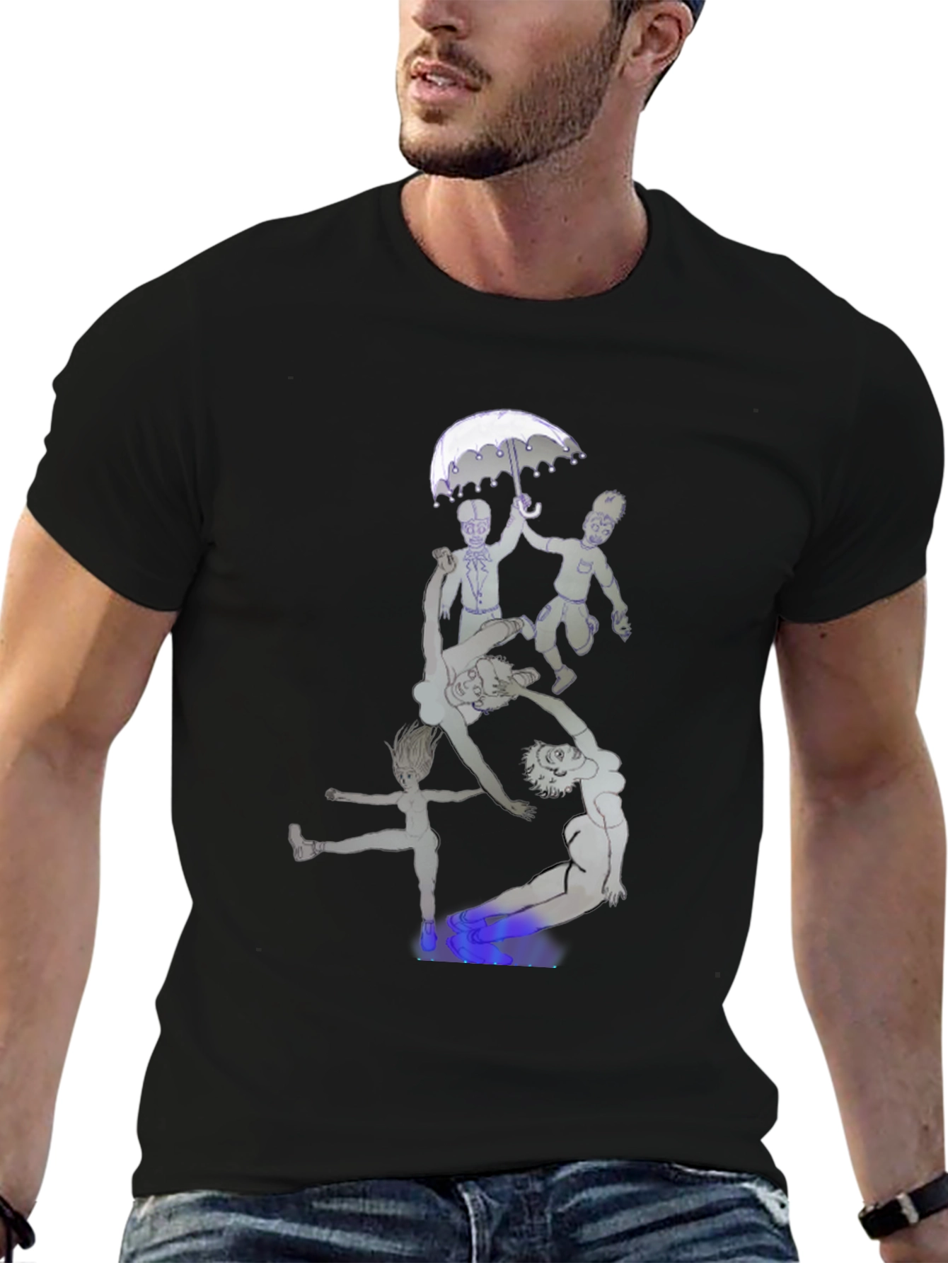 Unique Graphic Print Black T-Shirt