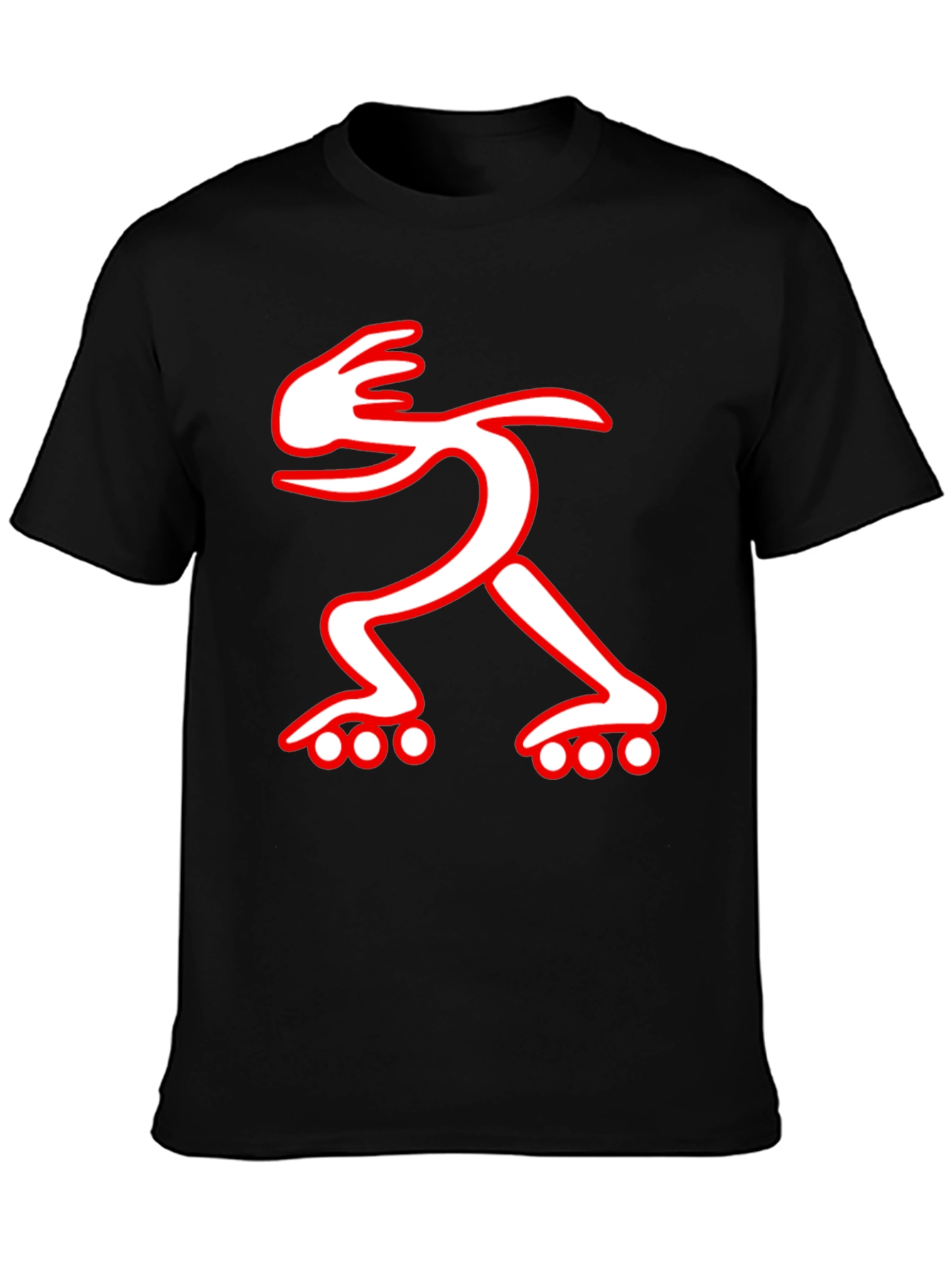Black Graphic Tee: Rollerblade Dude