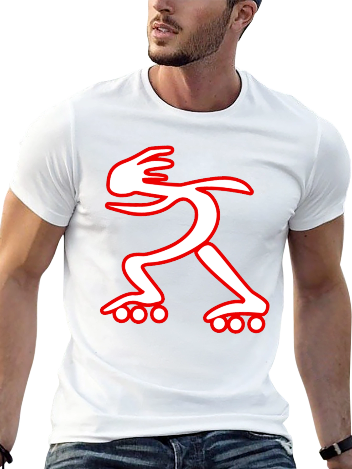Black Graphic Tee: Rollerblade Dude
