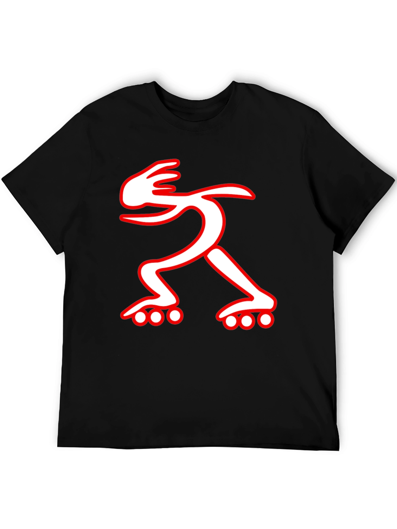 Black Graphic Tee: Rollerblade Dude