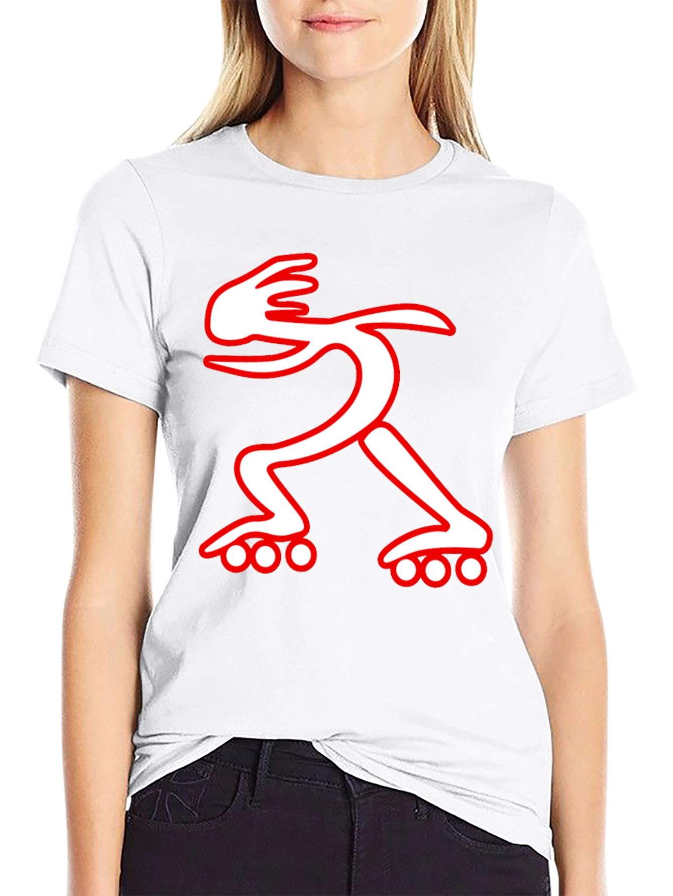 Black Graphic Tee: Rollerblade Dude