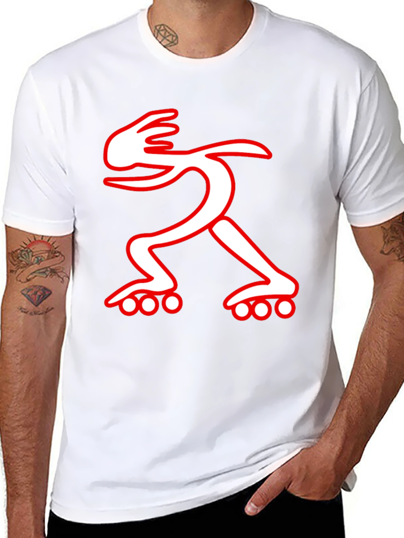 Black Graphic Tee: Rollerblade Dude