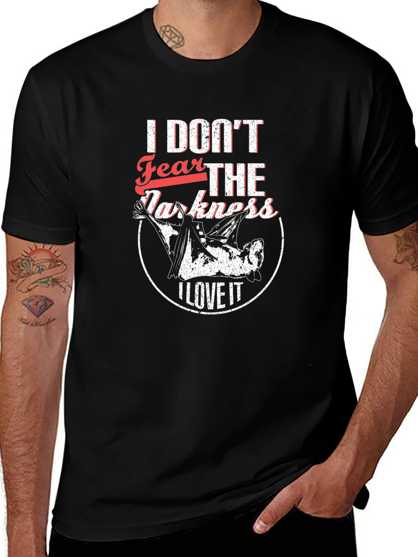 I Dont Fear The Darkness Black Graphic T-Shirt