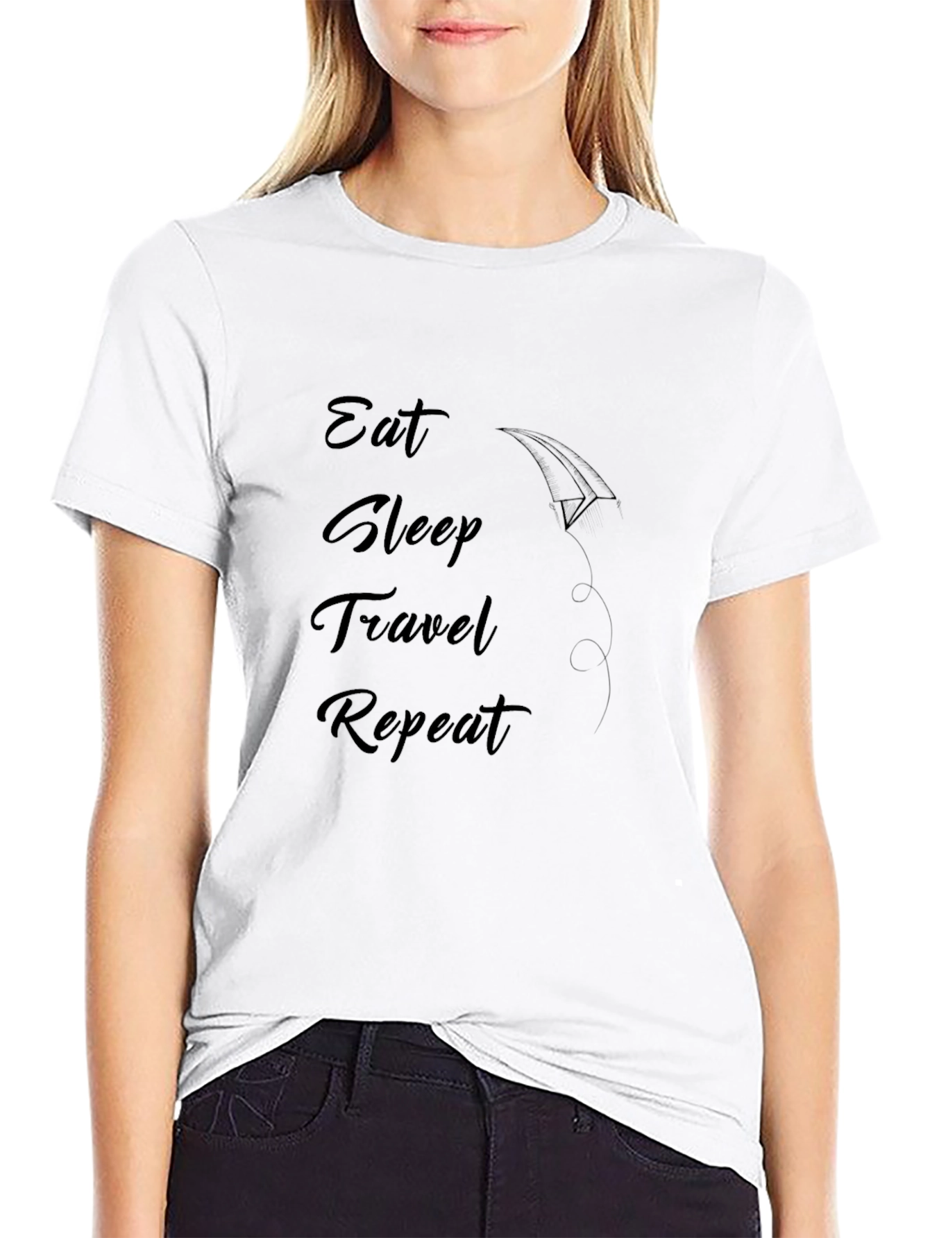 Eat Sleep Travel Repeat Black T-Shirt