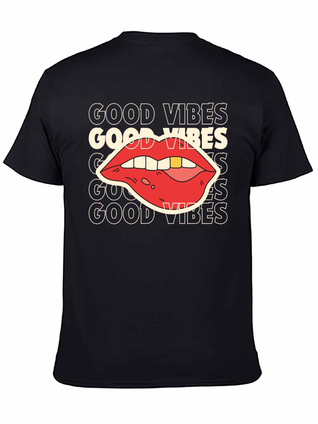 Good Vibes Graphic Tee - Retro Lip Design