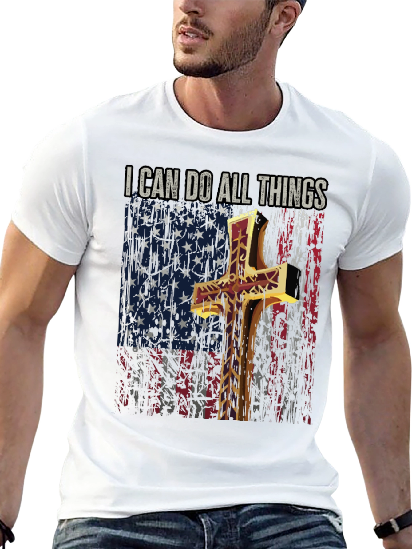I Can Do All Things Christian USA Flag T-Shirt