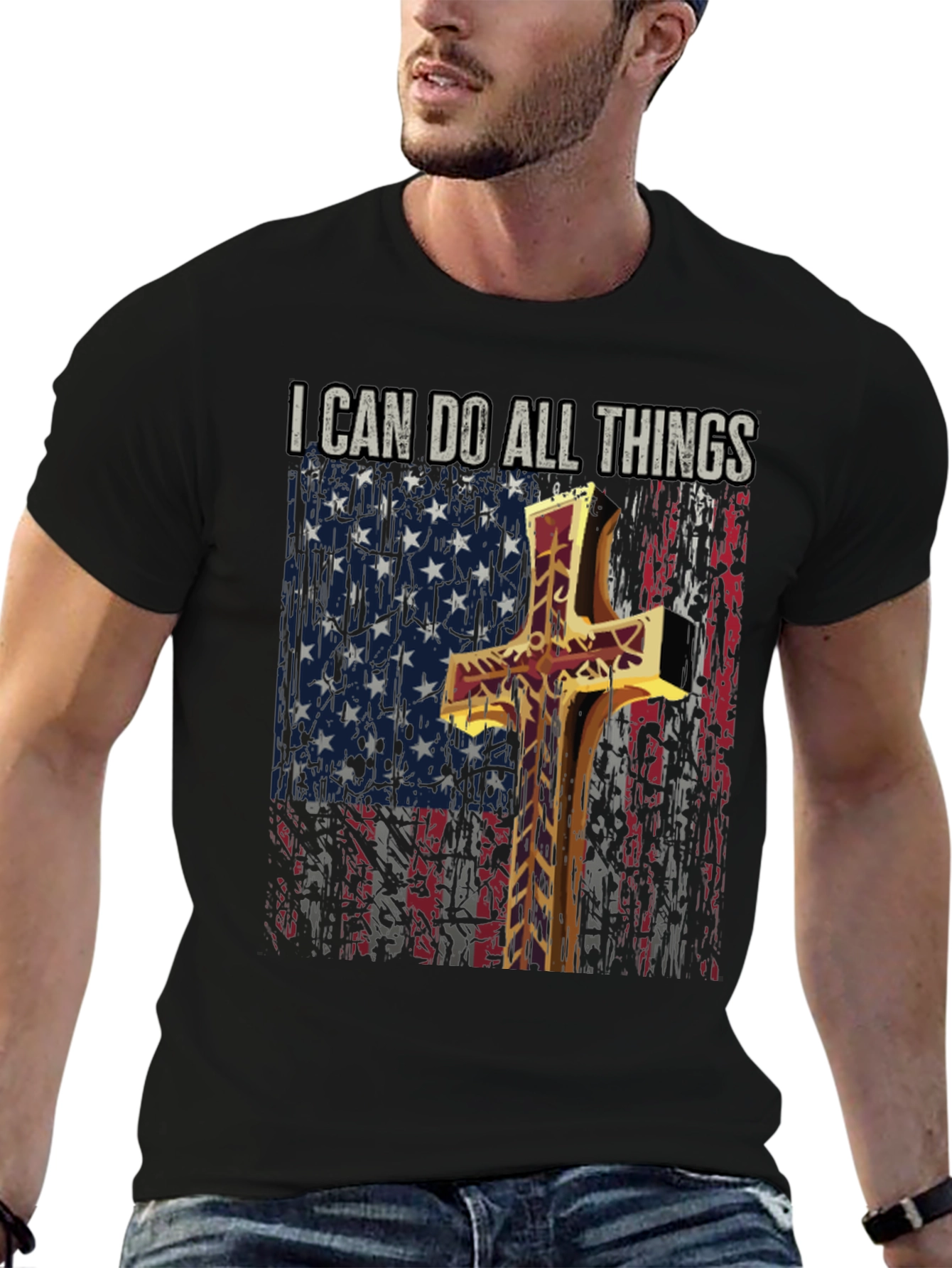 I Can Do All Things Christian USA Flag T-Shirt