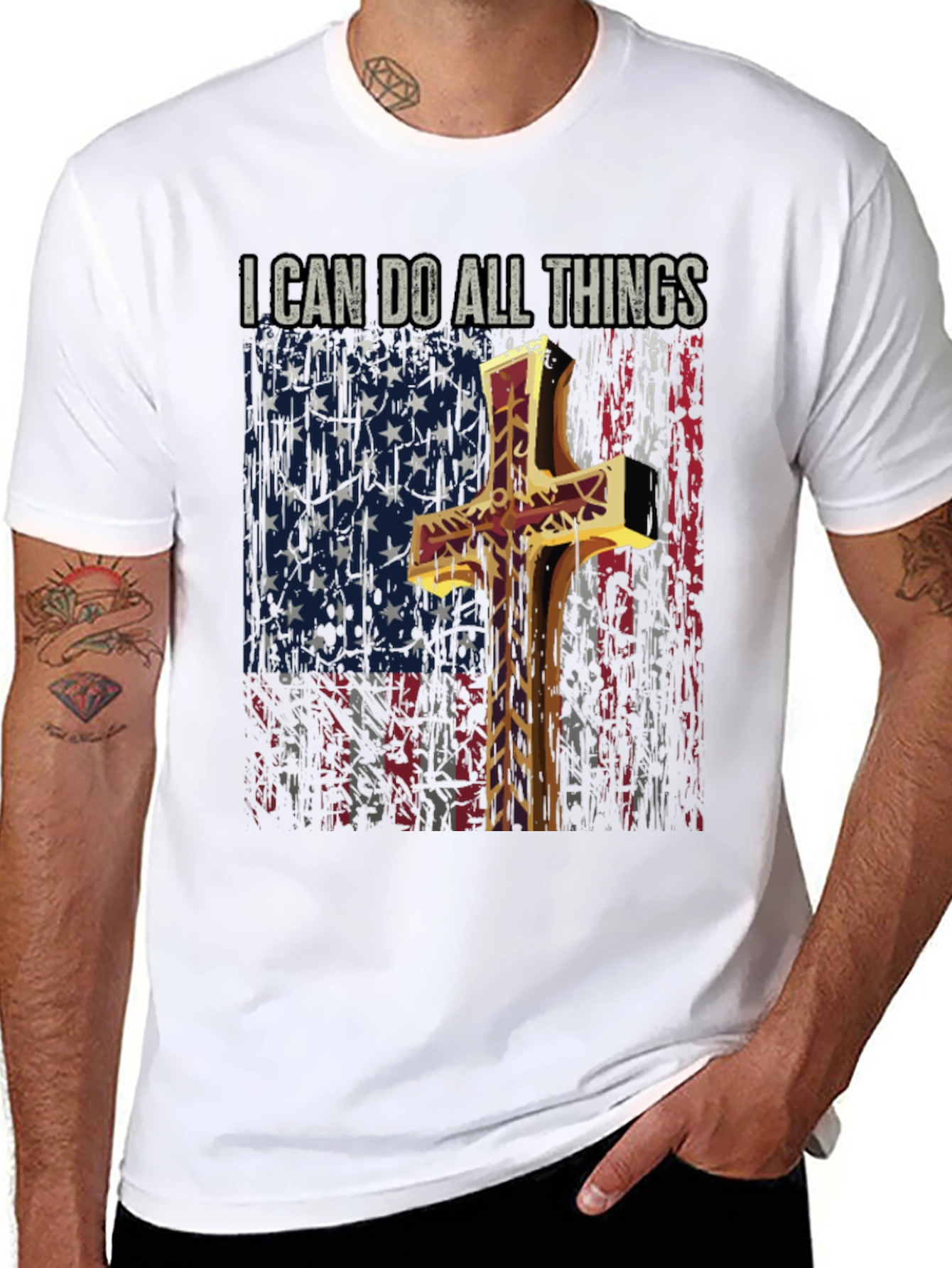 I Can Do All Things Christian USA Flag T-Shirt