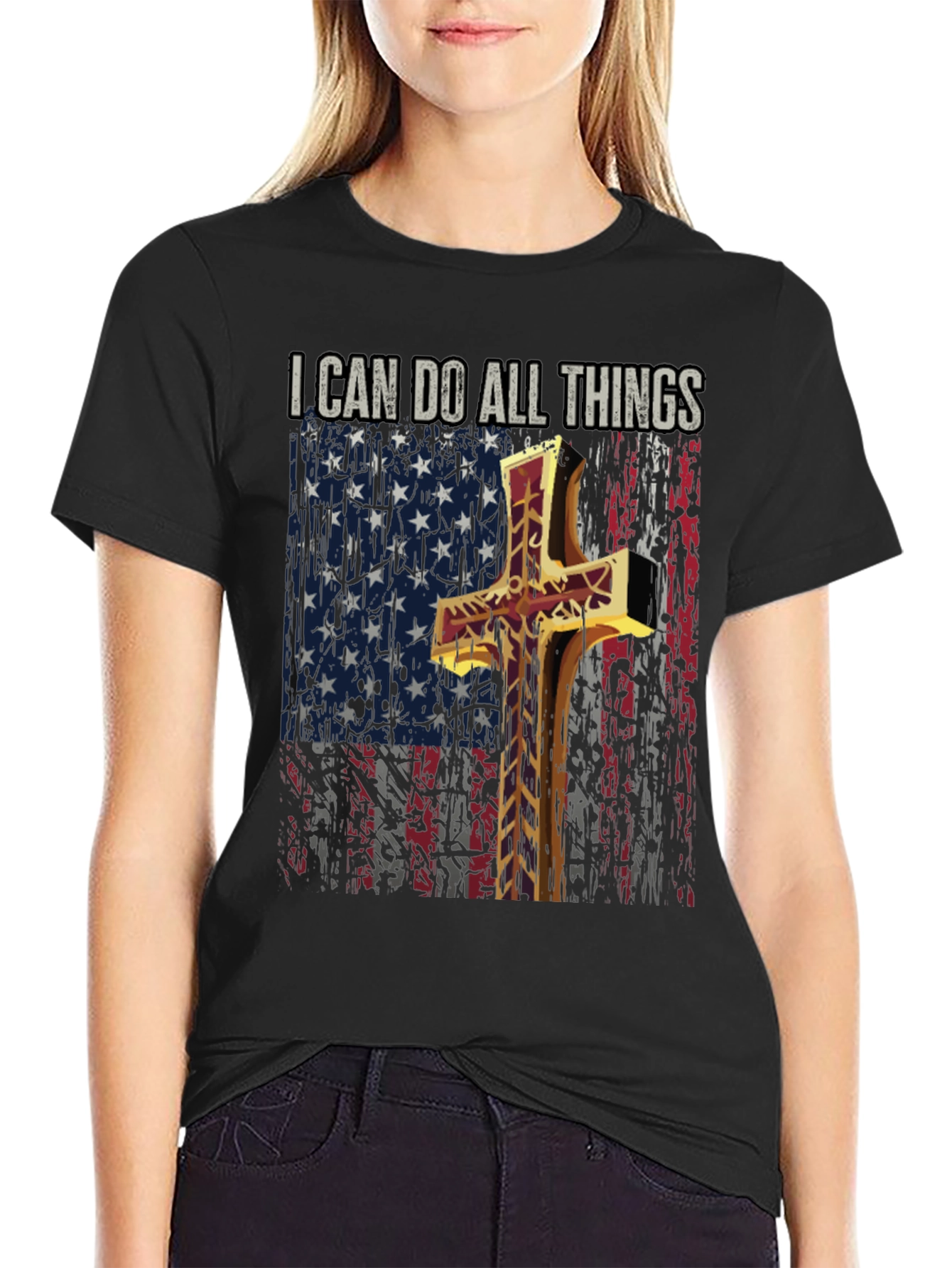 I Can Do All Things Christian USA Flag T-Shirt