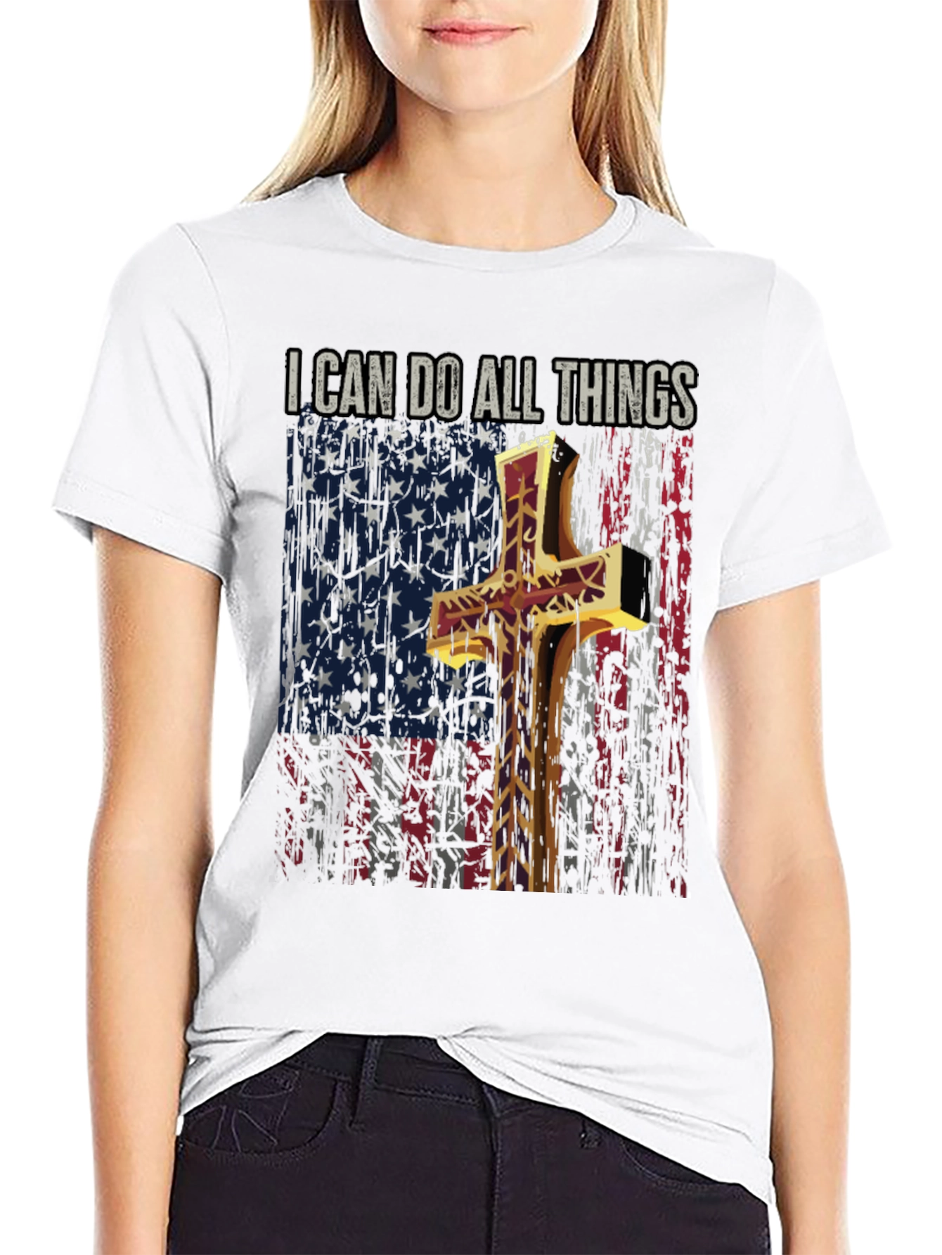 I Can Do All Things Christian USA Flag T-Shirt