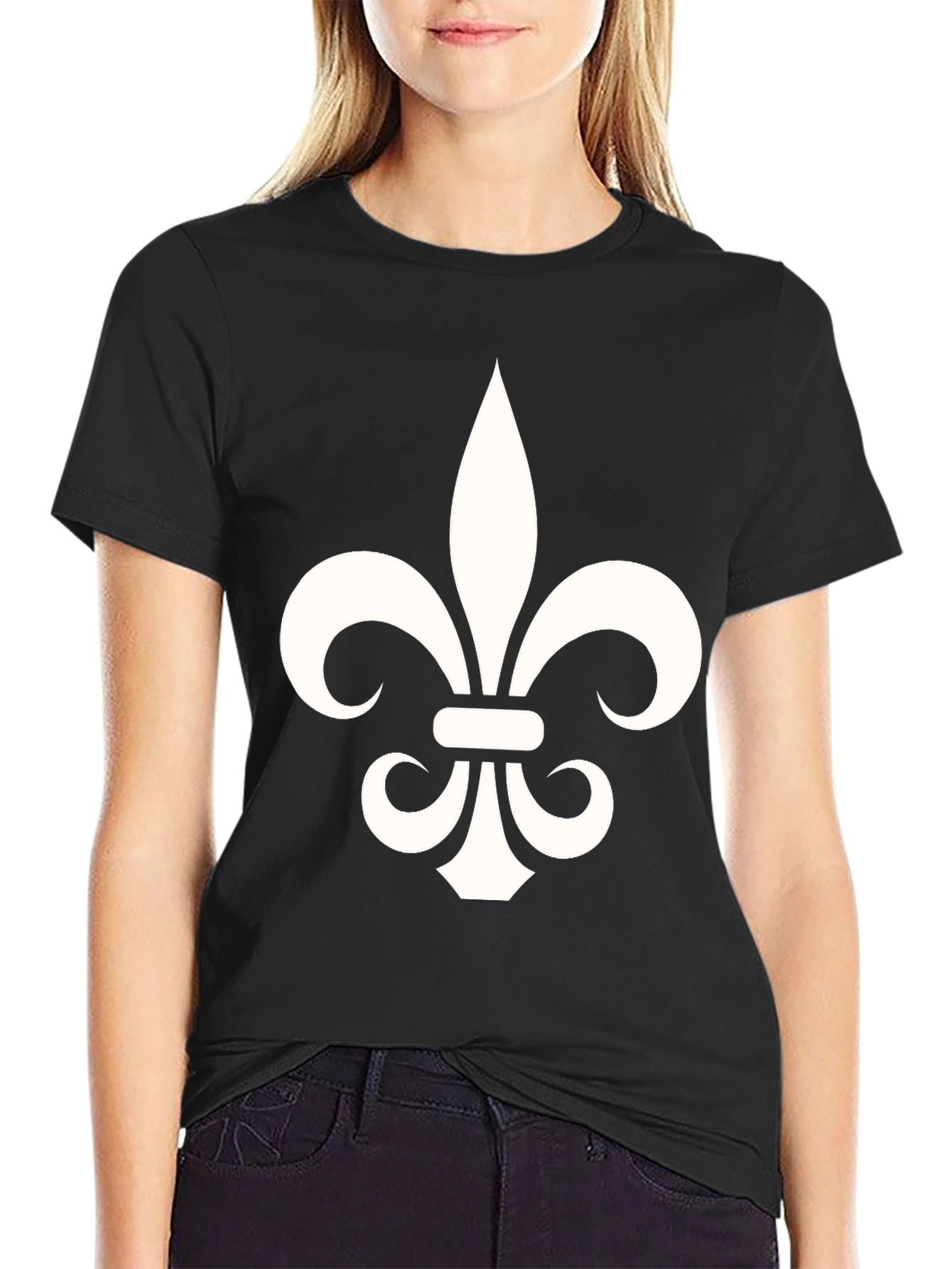 Fleur-de-Lis Graphic Tee - Black Cotton Blend T-Shirt