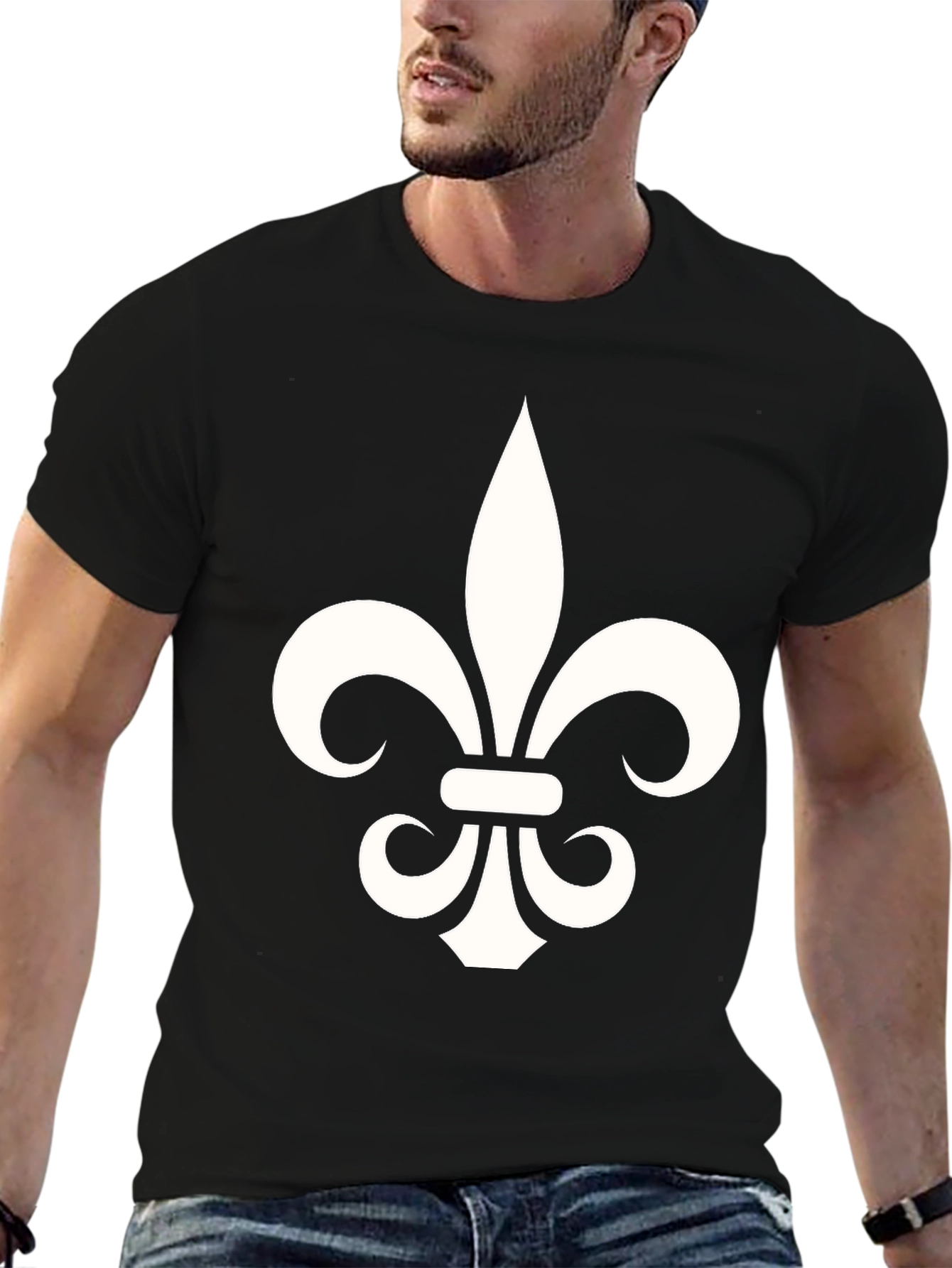 Fleur-de-Lis Graphic Tee - Black Cotton Blend T-Shirt