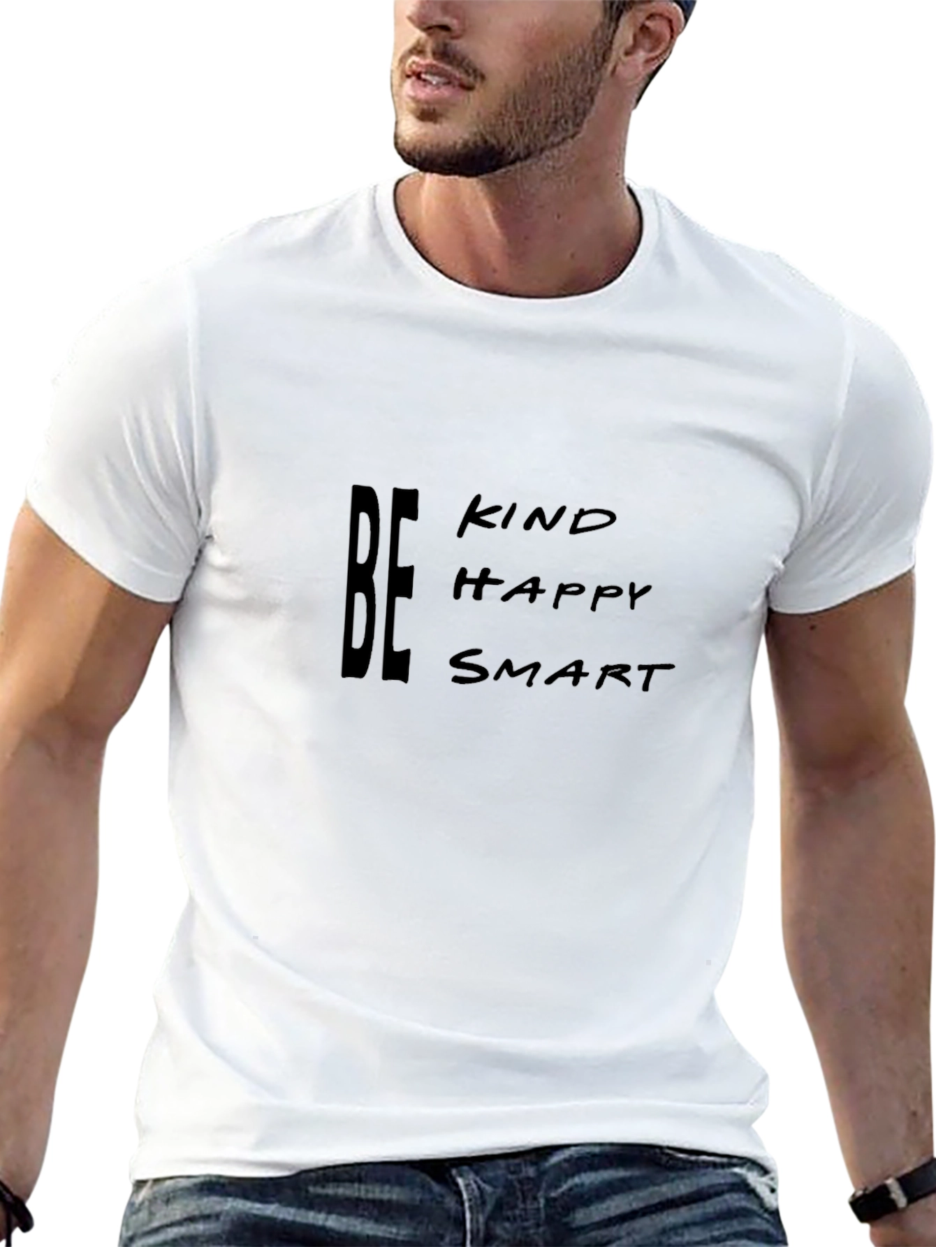 Be Kind Happy Smart Black Graphic Tee