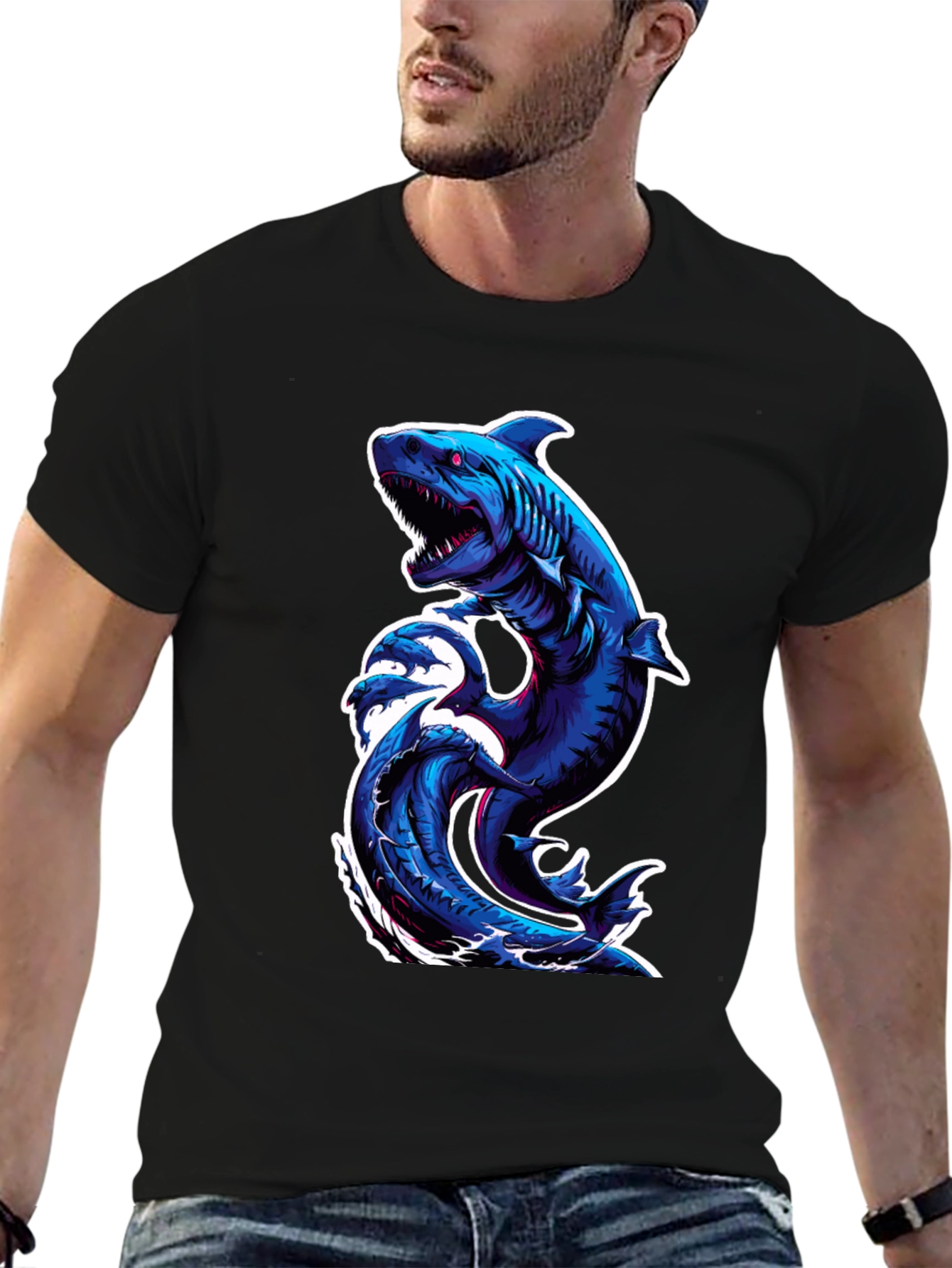 Shark Wave Graphic Tee - Black