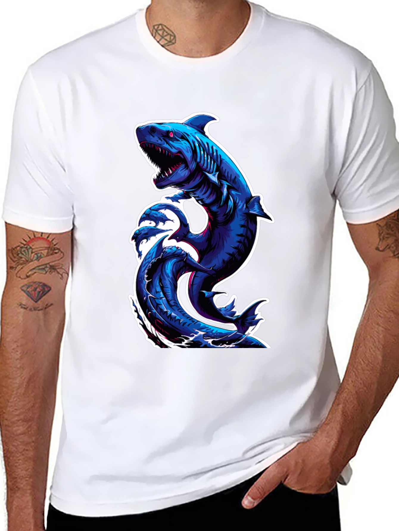 Shark Wave Graphic Tee - Black