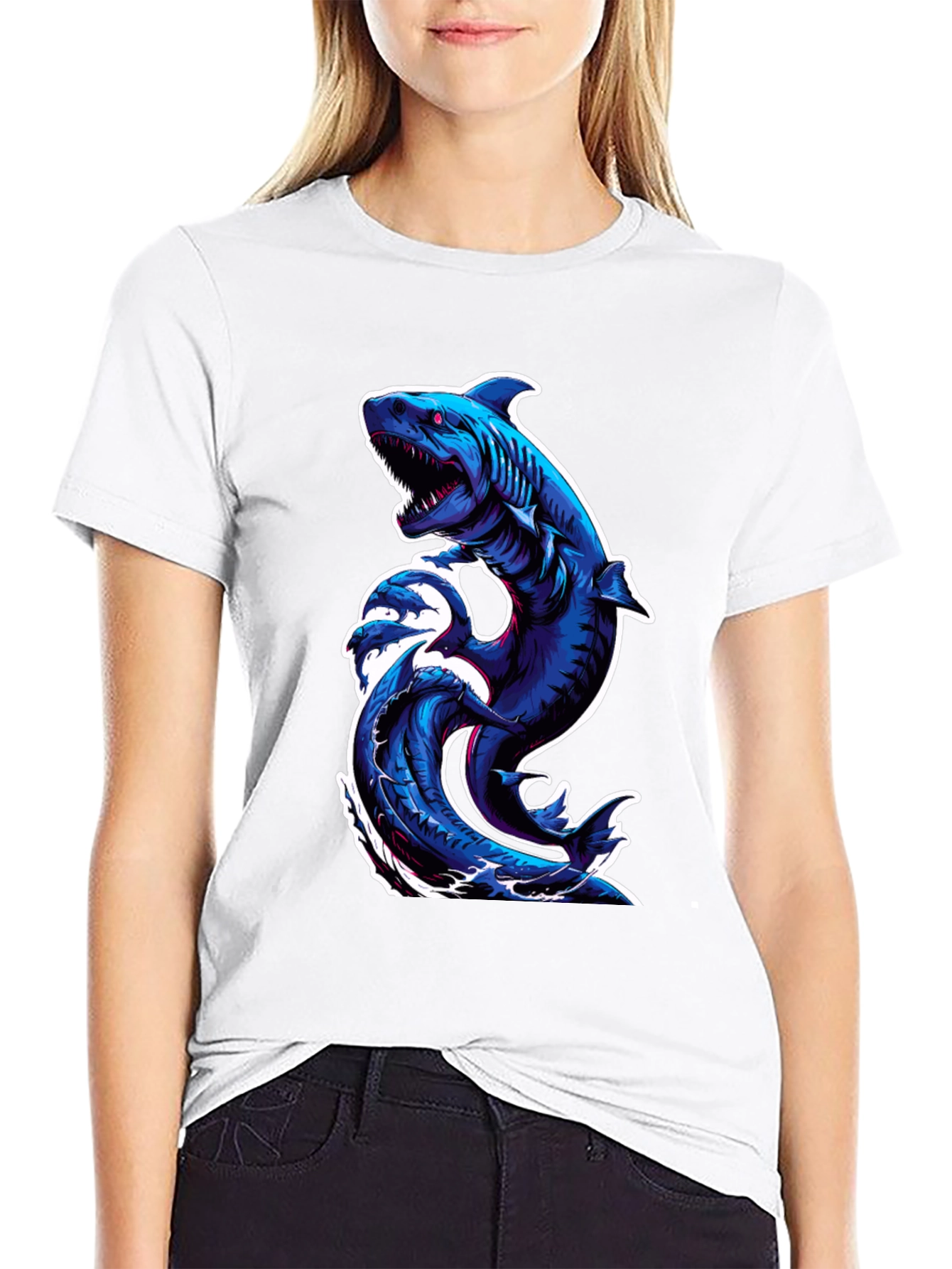 Shark Wave Graphic Tee - Black