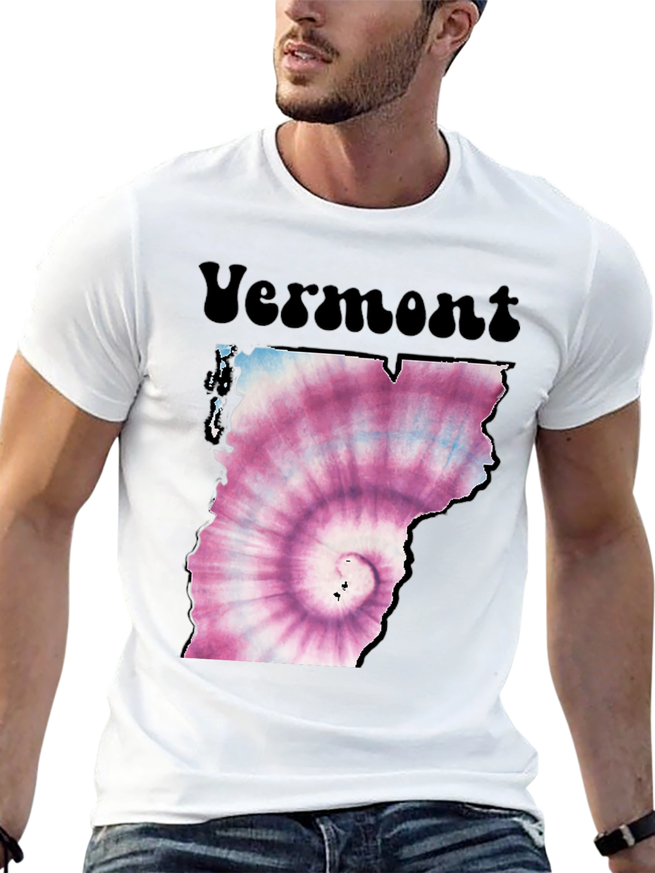 Vermont Tie Dye State Outline Graphic T-Shirt