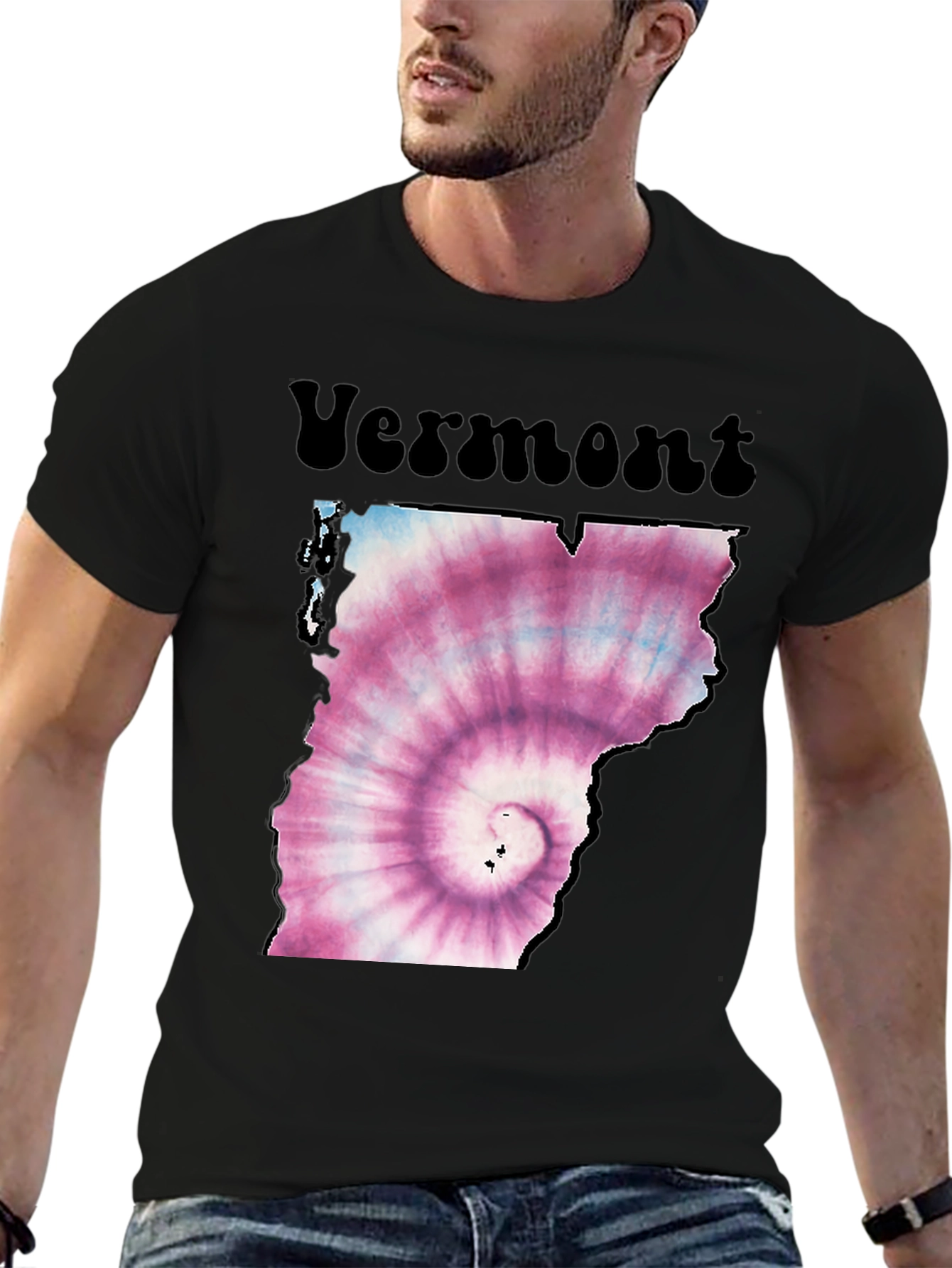Vermont Tie Dye State Outline Graphic T-Shirt