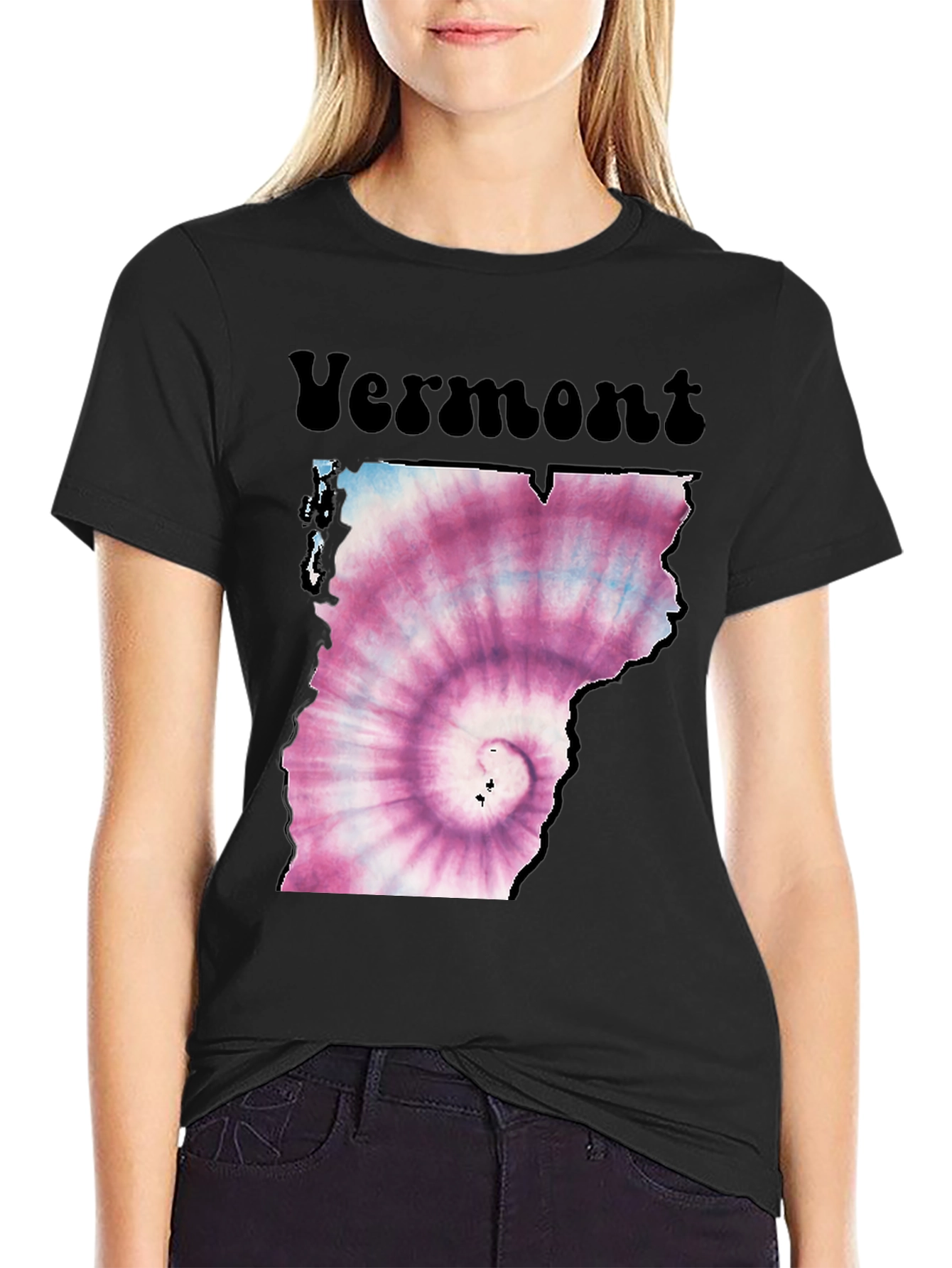 Vermont Tie Dye State Outline Graphic T-Shirt