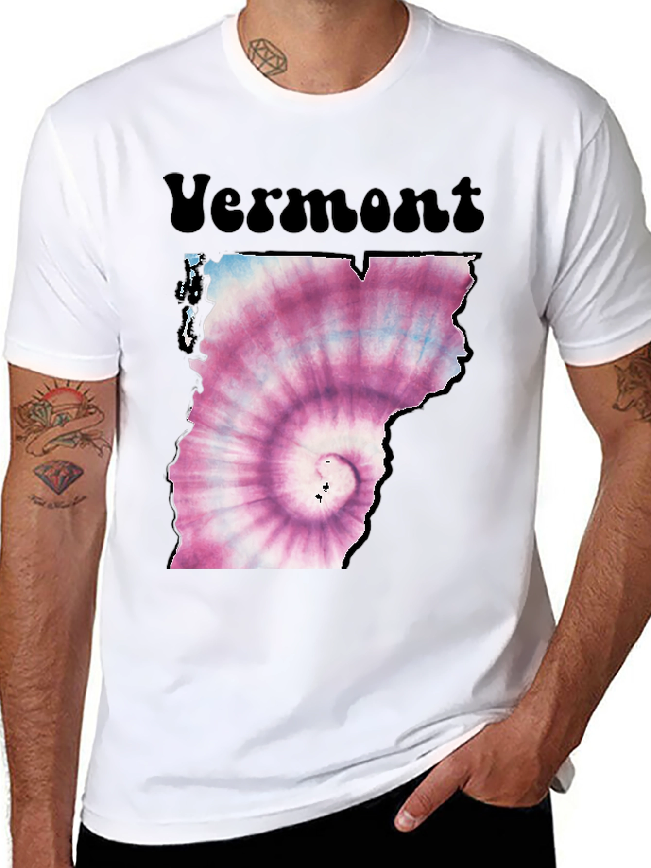 Vermont Tie Dye State Outline Graphic T-Shirt