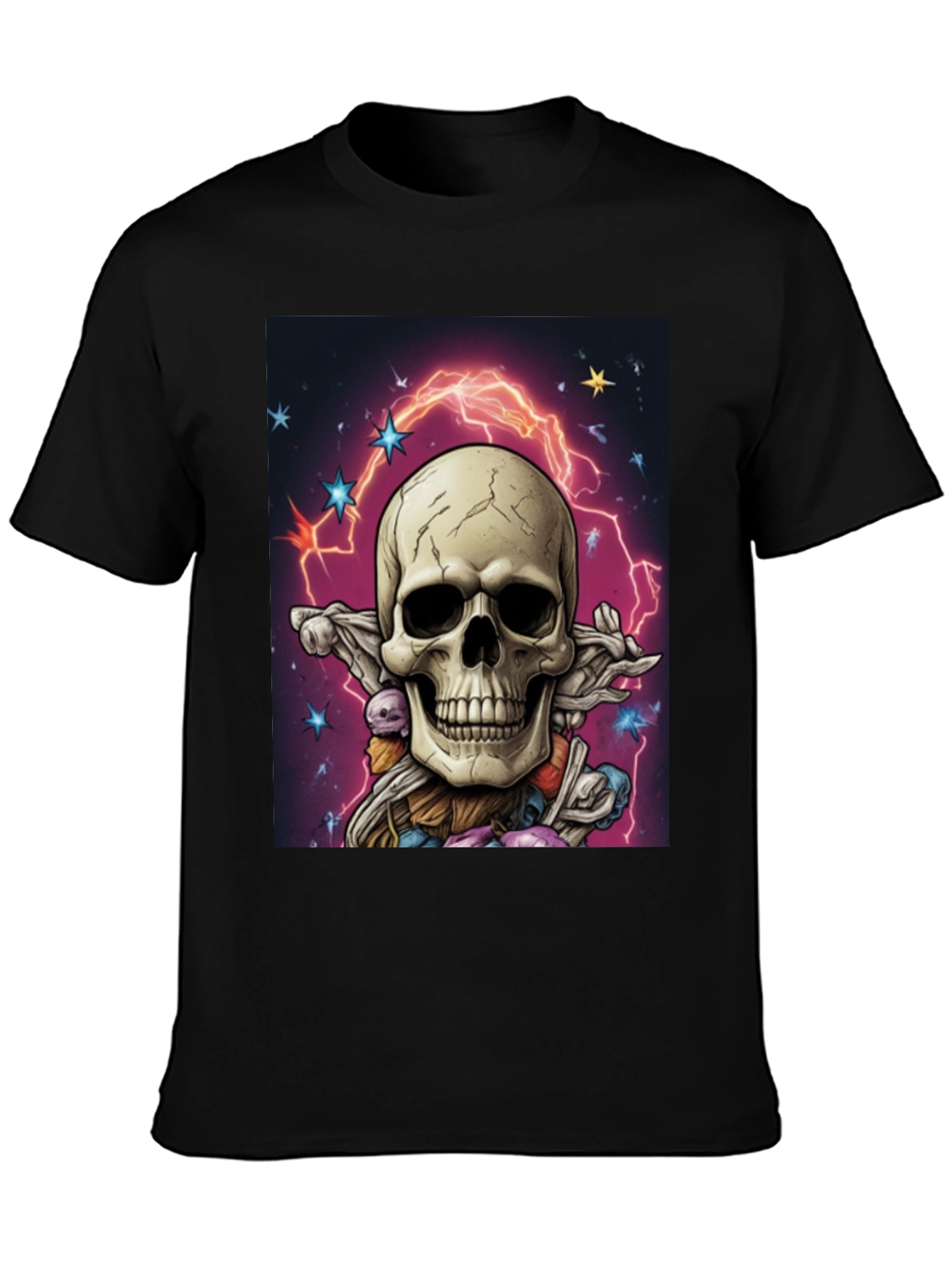 Skull & Lightning Black Graphic Tee