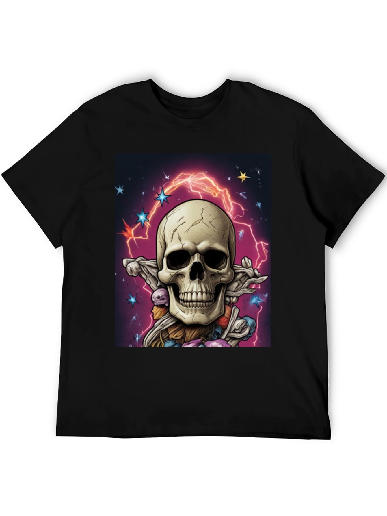 Skull & Lightning Black Graphic Tee