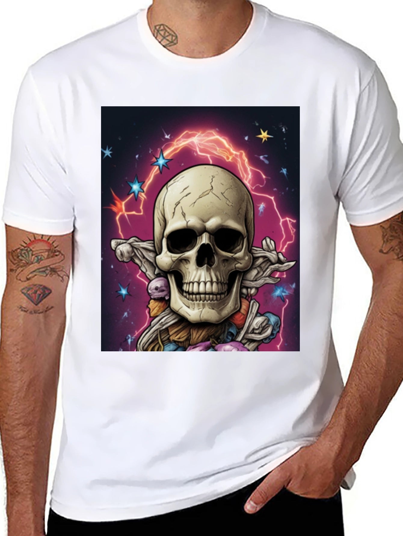 Skull & Lightning Black Graphic Tee