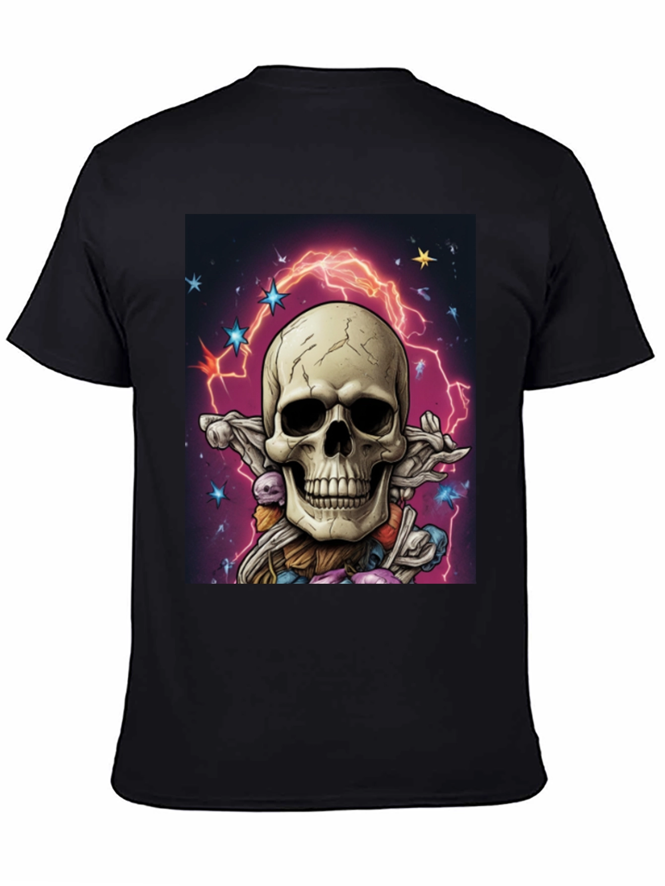 Skull & Lightning Black Graphic Tee