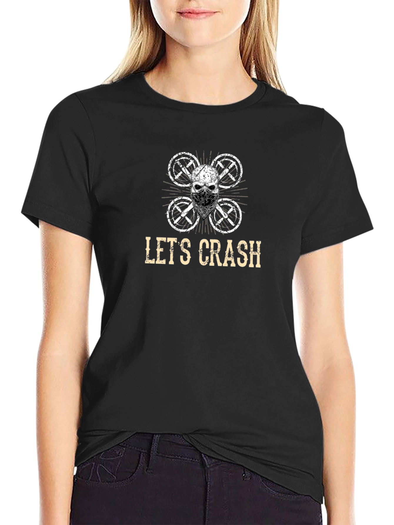 Lets Crash Drone Skull Graphic Tee