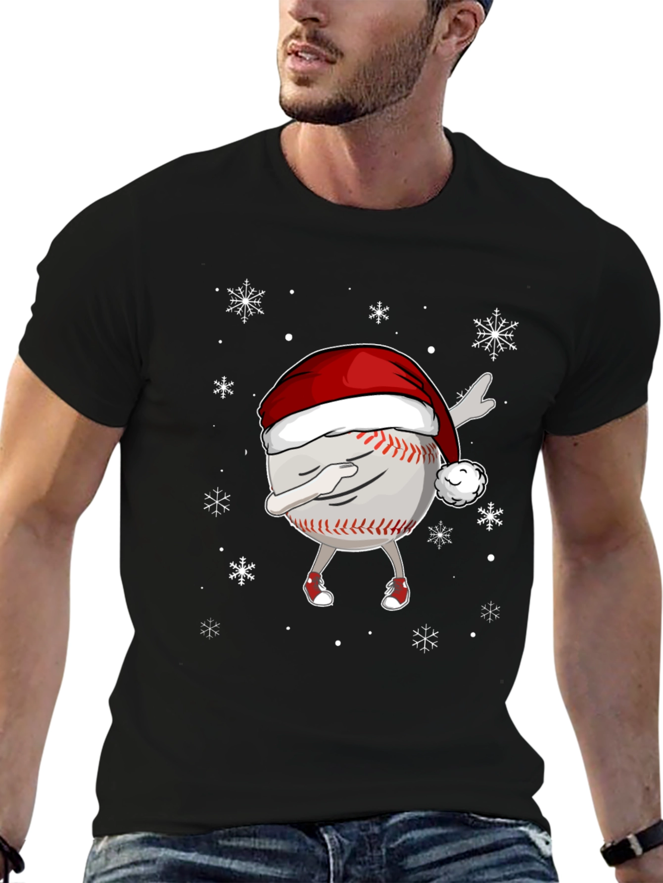Dabbing Baseball Christmas T-Shirt