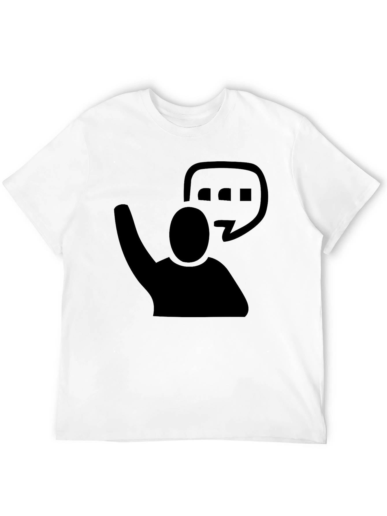 Black Graphic Tee - Raised Hand & Speech Bubble