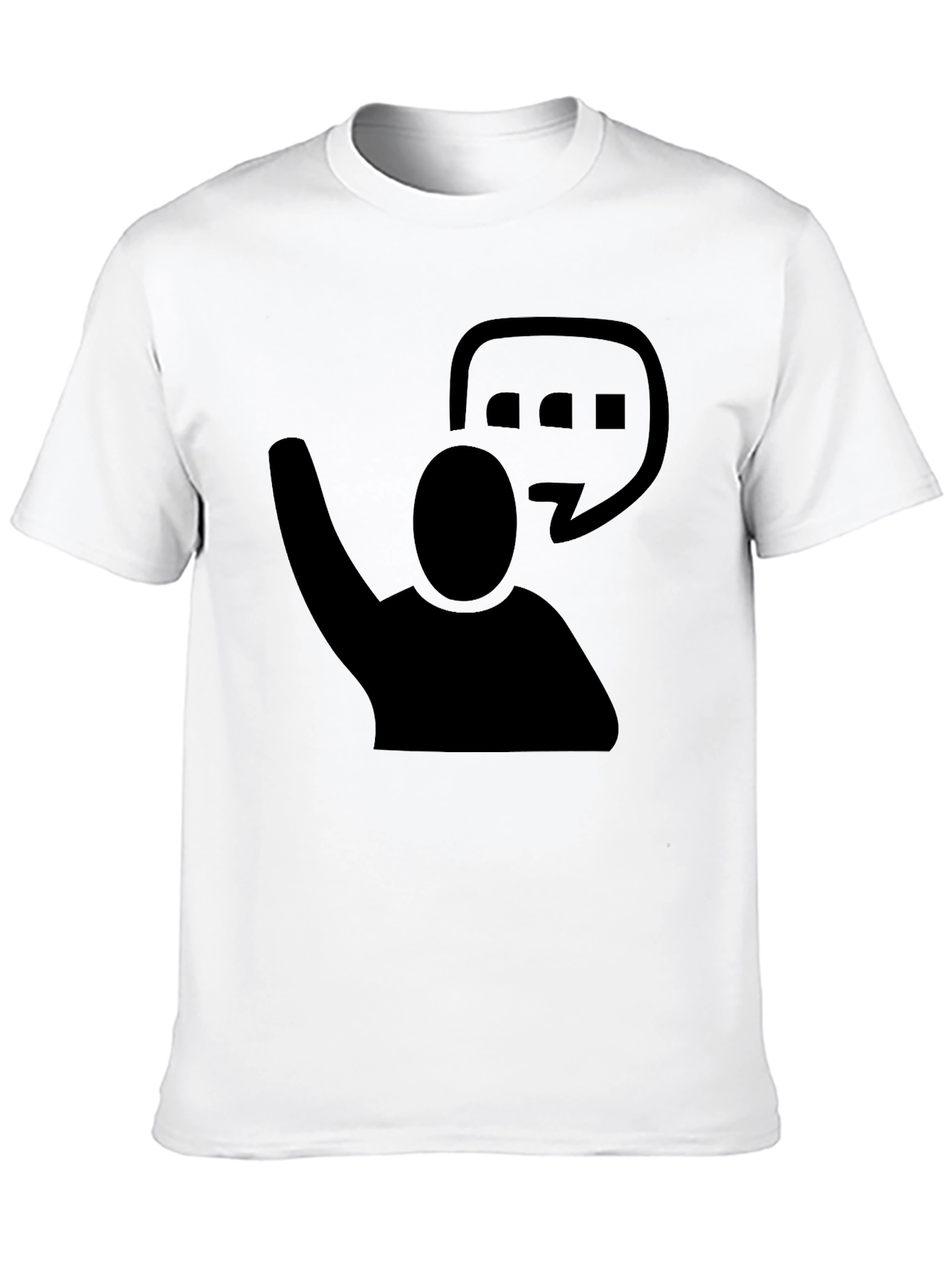 Black Graphic Tee - Raised Hand & Speech Bubble