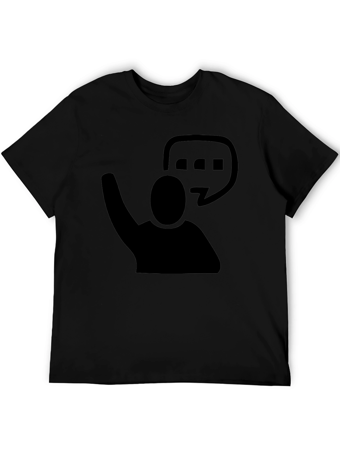 Black Graphic Tee - Raised Hand & Speech Bubble