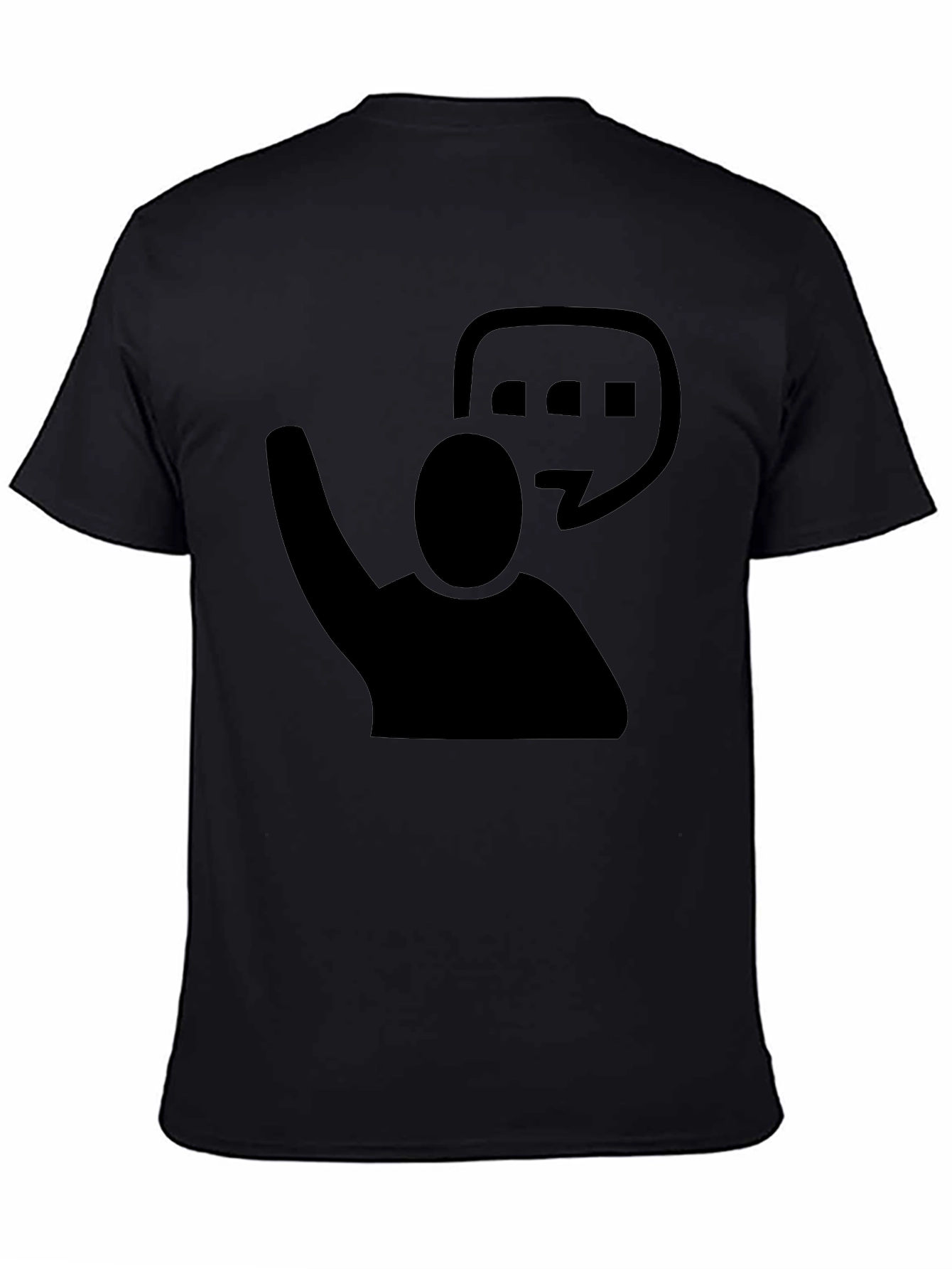 Black Graphic Tee - Raised Hand & Speech Bubble