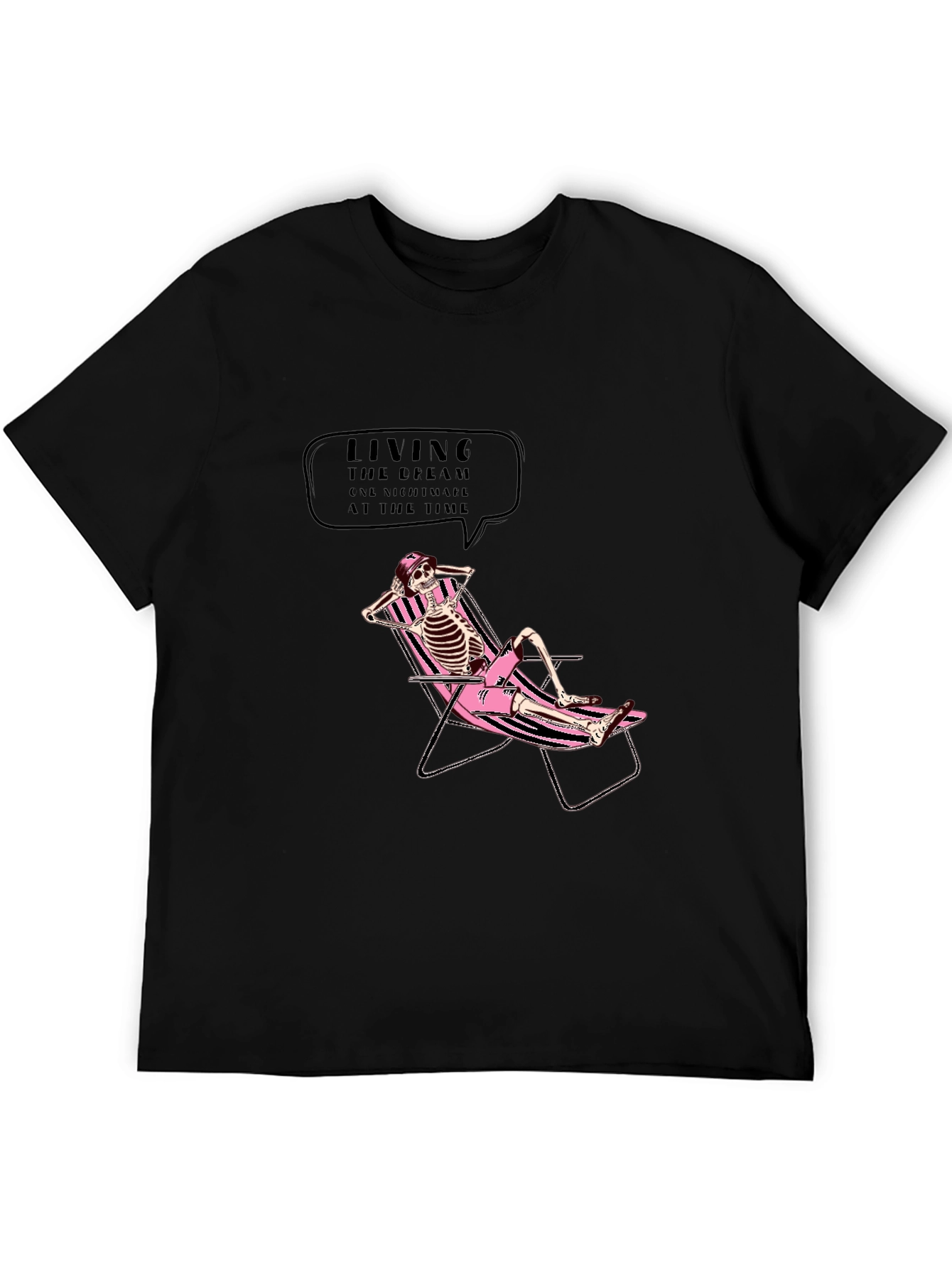 Relaxed Skeleton Graphic Tee - Living the Dream T-Shirt