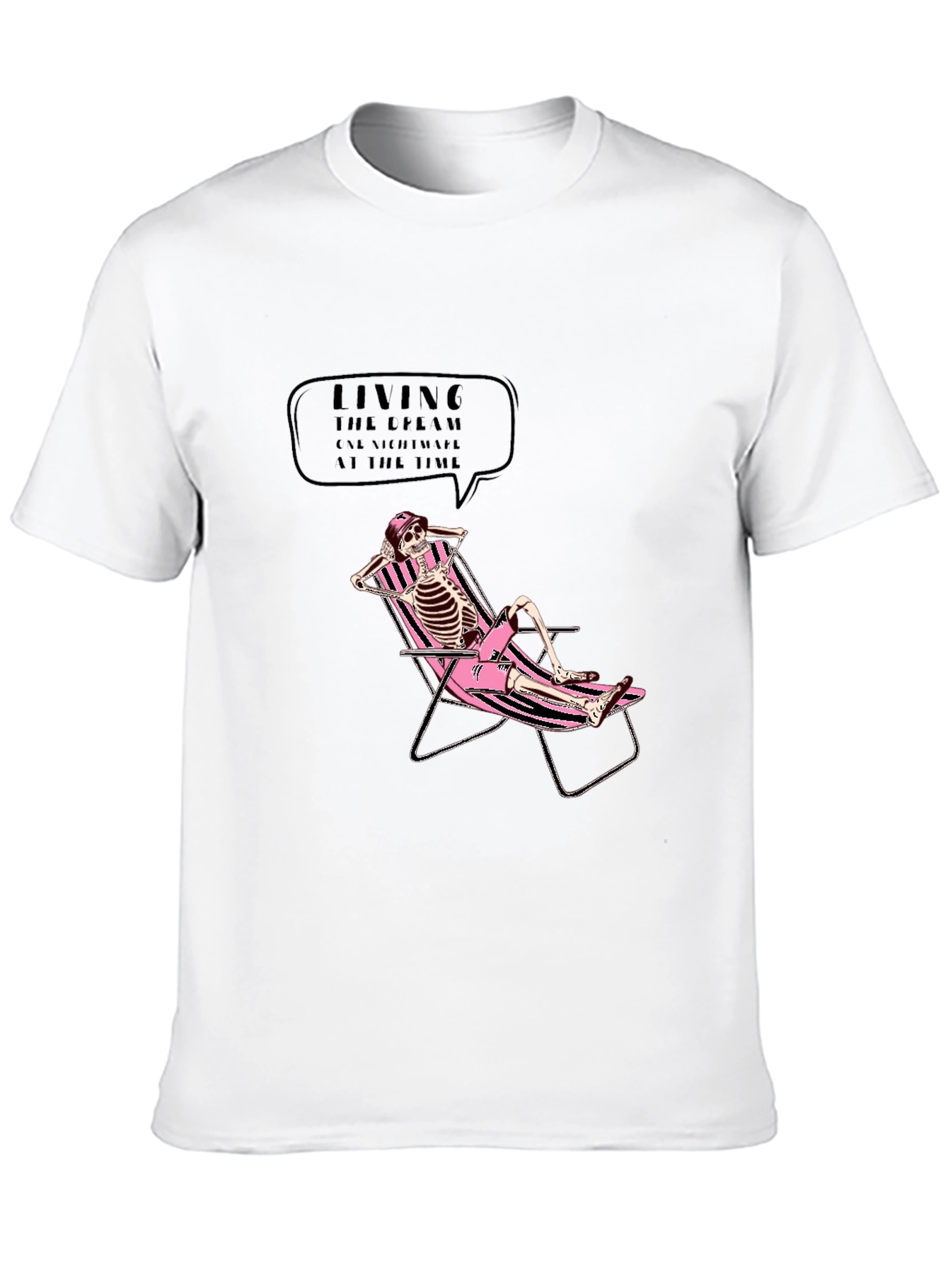 Relaxed Skeleton Graphic Tee - Living the Dream T-Shirt
